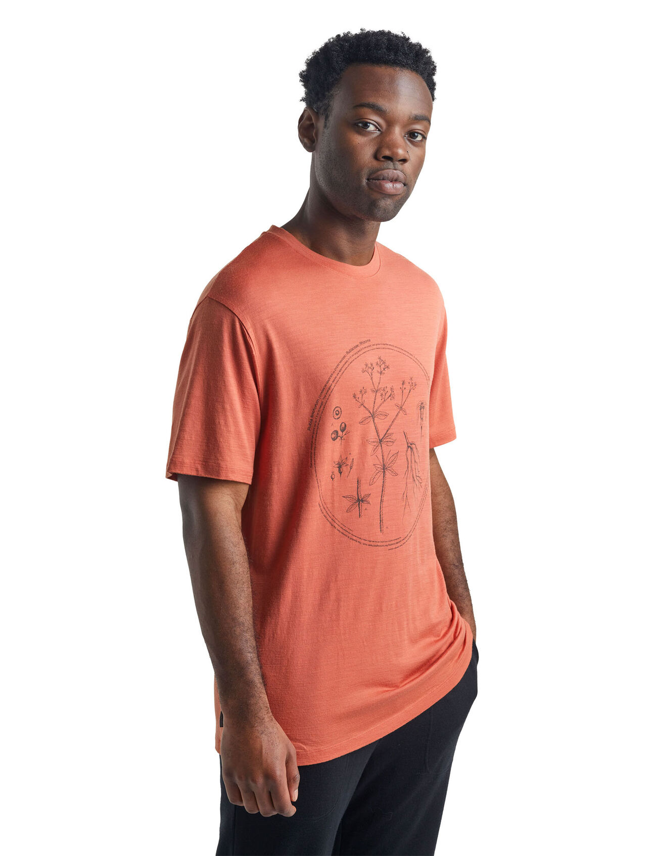 Nature Dye Merino Sisao kurzärmliges T-Shirt mit Rundhalsausschnitt Madder