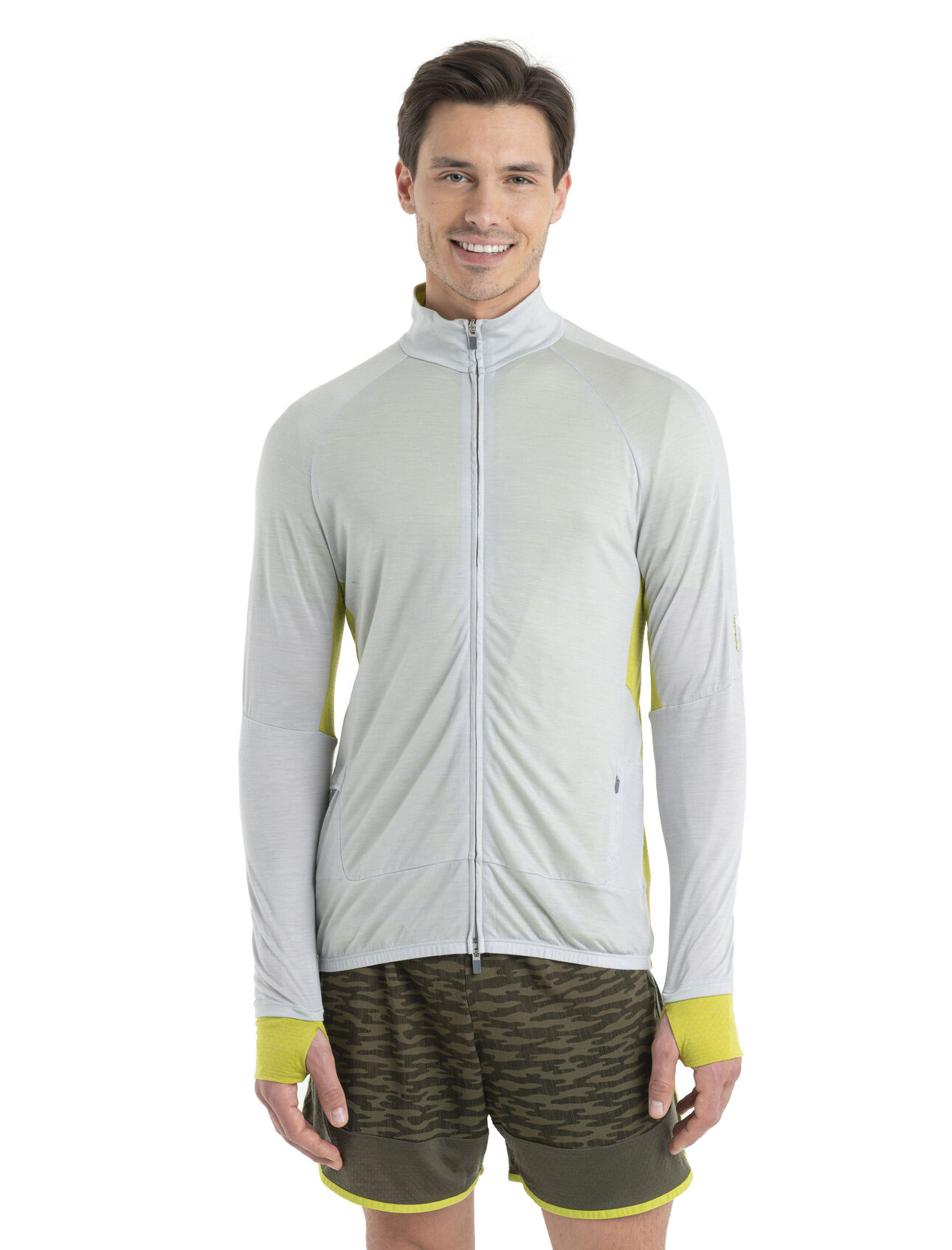 Mens ZoneKnit™ Merino Long Sleeve Zip Top A lightweight midlayer designed to balance warmth and breathability while running, biking or moving fast in the mountains, the ZoneKnit™ Long Sleeve Zip combines our Cool-Lite™ jersey fabric with strategic panels of eyelet mesh for enhanced airflow.