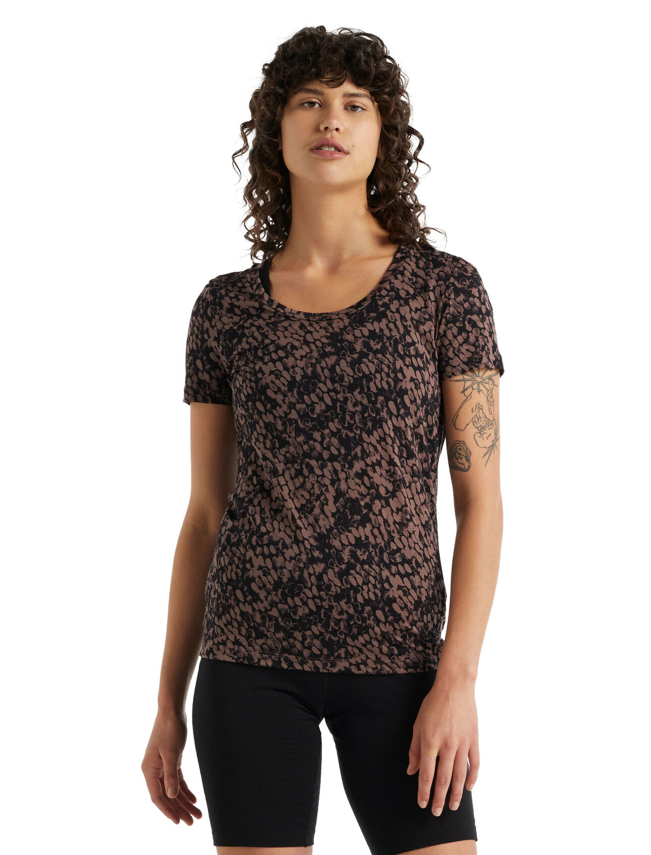 T-shirt in lana merino con scollo rotondo Tech Lite II Forest Shadows