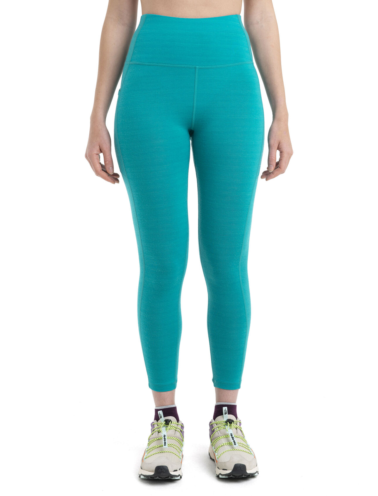 Womens Merino Fastray High Rise Tights Functional, form-fitting bottoms for active performance on or off the trail, the Fastray High Rise Tights feature a stretchy merino wool blend with a high waist for added coverage.