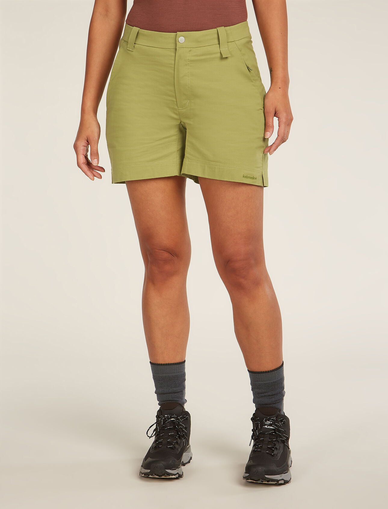Womens Merino Blend Elevation Stretch 5 Shorts Stretchy, durable shorts designed for mountain adventures, the Merino Blend Elevation Stretch Shorts feature our Peakflex canvas fabric that blends merino wool fibres with organically grown organically grown cotton and a touch of stretch.