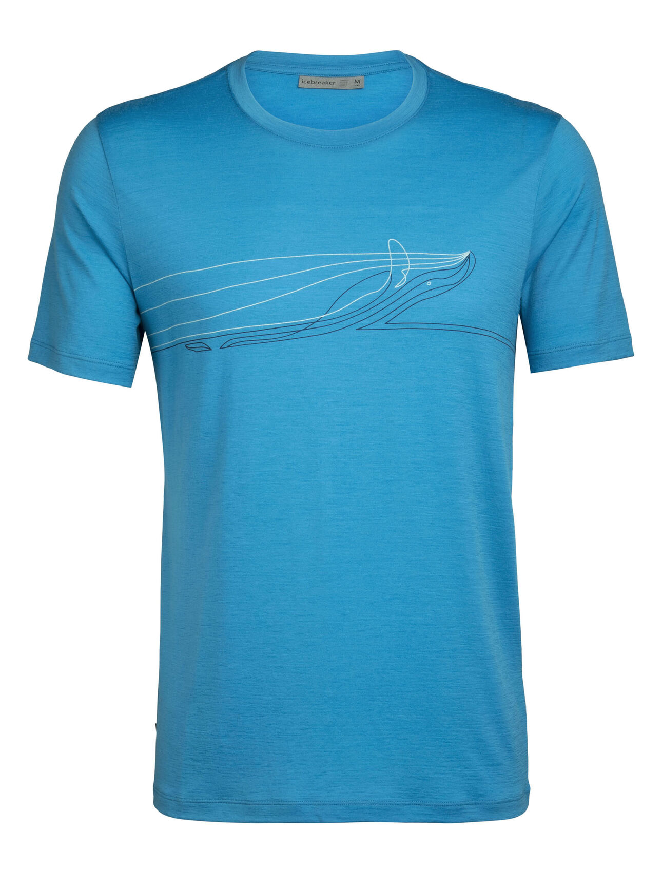 Maglia girocollo a maniche corte Tech Lite Single Line Whale Uomo La nostra maglia tecnica più versatile, in lana merino traspirante, antiodore e leggermente elasticizzata. Zach Snyder, artista, cattura la natura giocosa delle megattere, il cui numero in Groenlandia ѐ in costante aumento da quando sono state ufficialmente dichiarate specie protetta.  