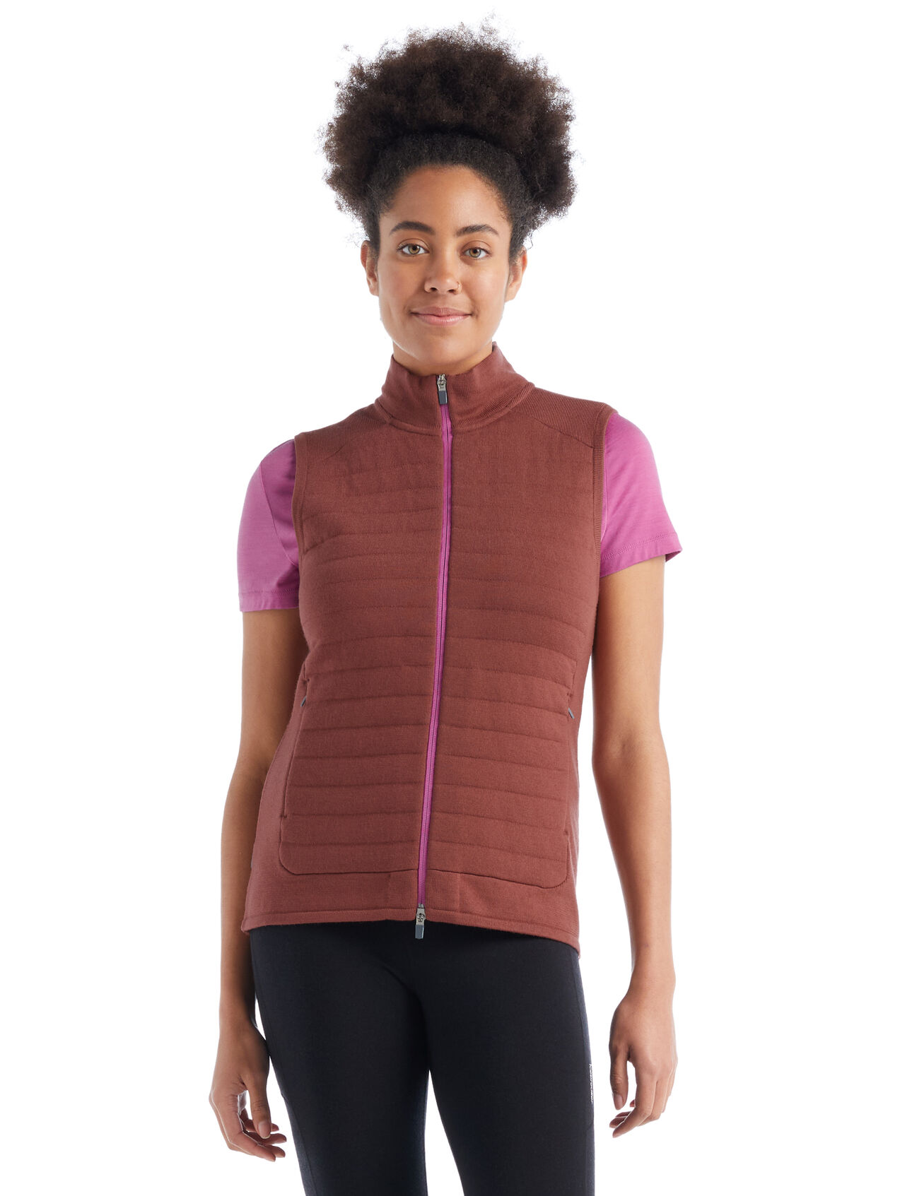Womens ZoneKnit™ Merino Insulated Vest A body-mapped performance vest that’s ideal for high-output mountain adventures, the ZoneKnit™ Insulated Vest features 100% merino wool for all-natural warmth and temperature regulation.