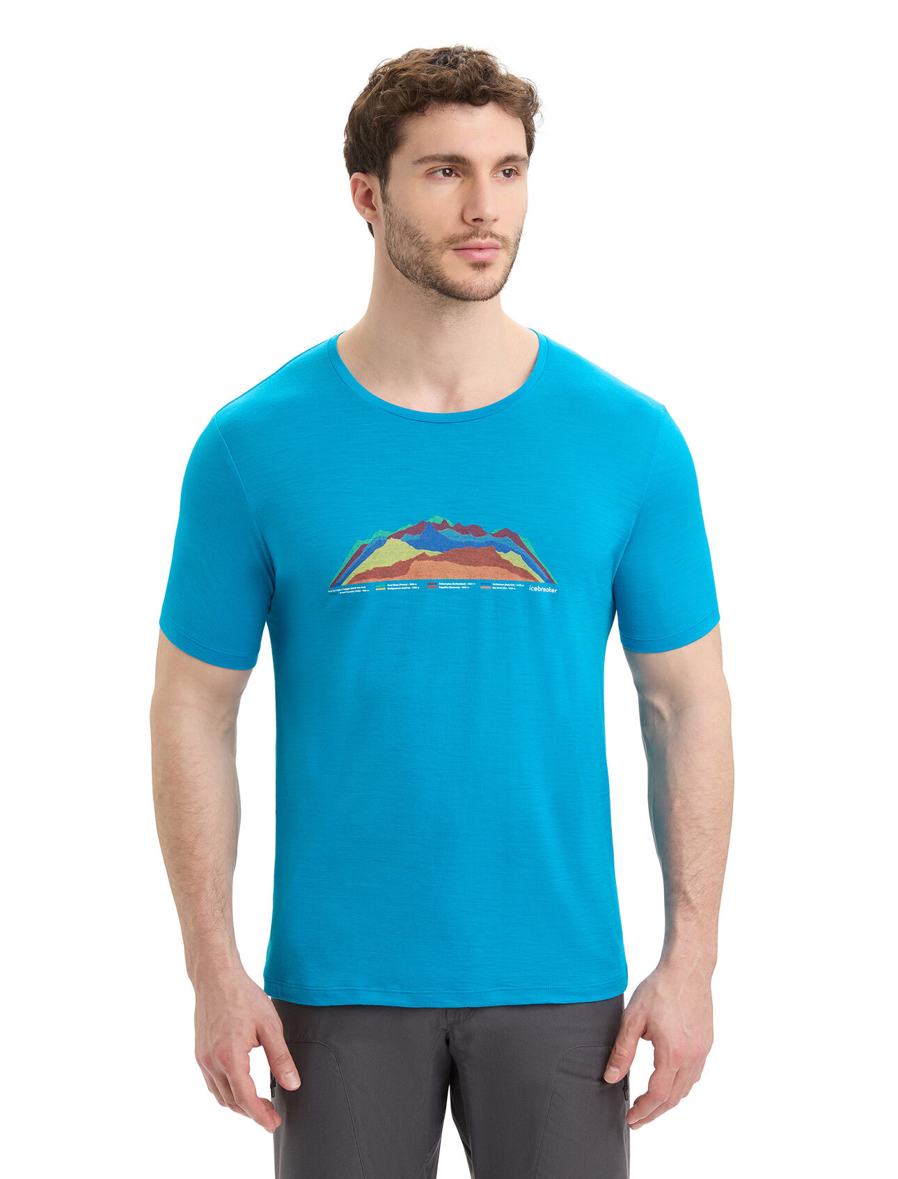 Mens Merino Tech Lite II Short Sleeve T-Shirt 7 Mountain Tops EU Our versatile tech tee that provides comfort, breathability and natural odour-resistance for any adventure you can think of, the Tech Lite II Short Sleeve Tee 7 Mountain Tops features 100% merino for all-natural performance. The original artwork features a colourful graphic of some of Europe’s highest summits.