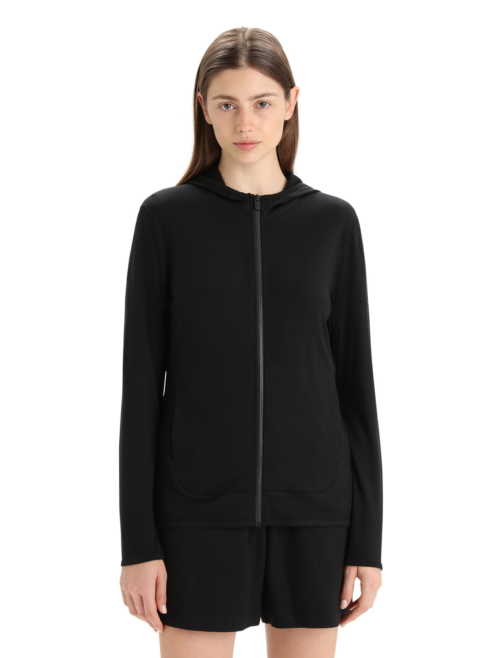 Lightweight black zip up hoodie womens sale