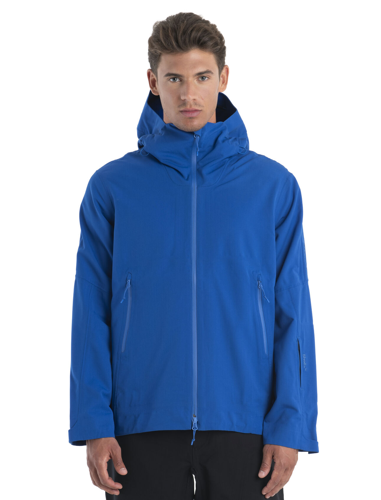 Mens Shell+™ Merino Peak Hooded Jacket An innovative technical shell made with 100% merino wool, the Shell+™ Peak Hooded Jacket provides ample protection and freedom of movement during any snowy winter adventure.