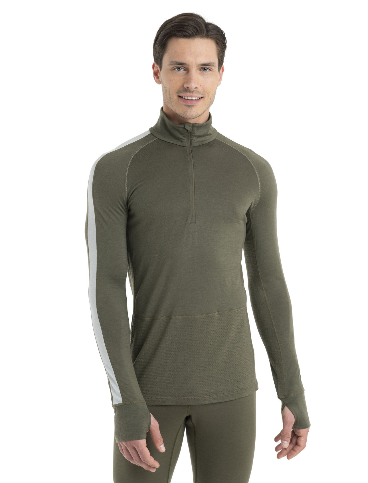 Mens 200 ZoneKnit™ Merino Long Sleeve Half Zip Thermal Top A midweight merino base layer top designed to help regulate temperature during high-intensity activity, the 200 ZoneKnit™ Long Sleeve Half Zip features 100% pure and natural merino wool.