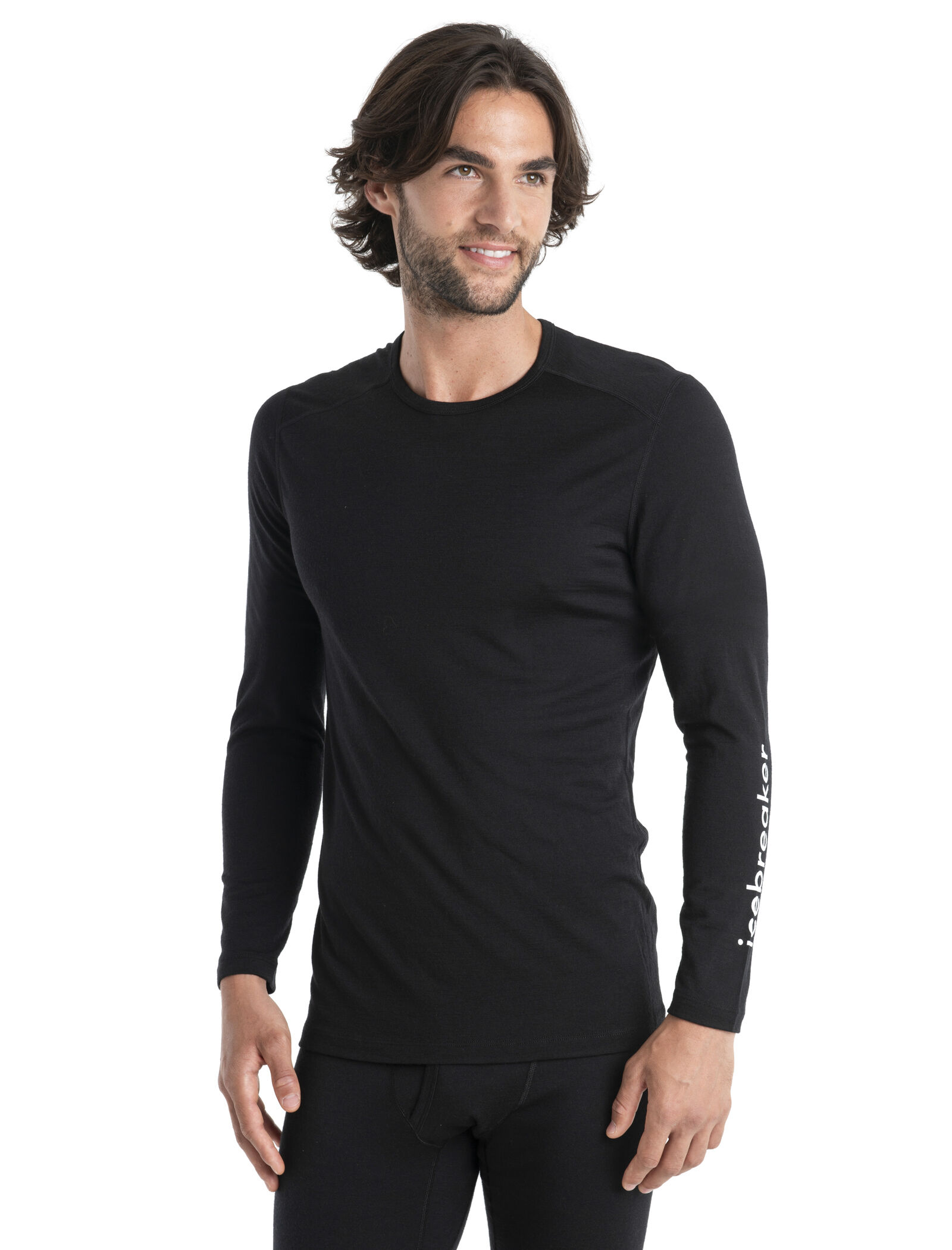 Maglia termica a maniche lunghe in lana merino 200 Oasis Icebreaker Wordmark Uomo