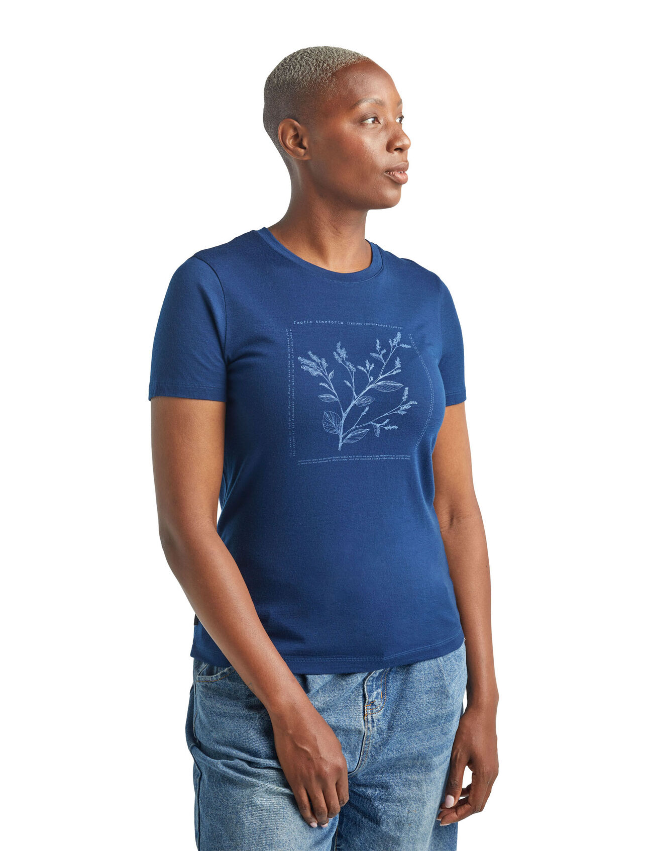 T-shirt in lana merino Nature Dye Sisao Short Sleeve Crewe Indigo