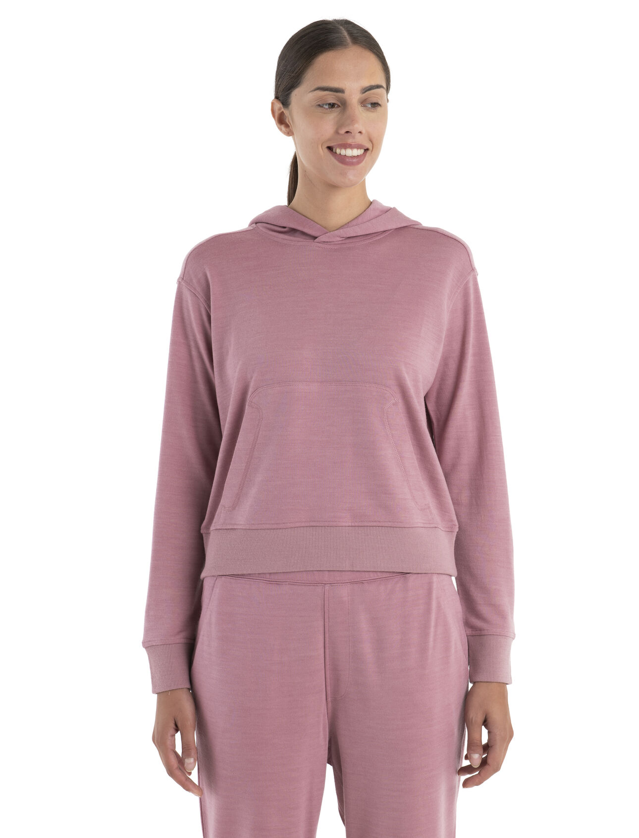 Womens Merino Blend Crush II Long Sleeve Hoodie The ultimate in down-time comfort, the Crush II Long Sleeve Hoodie is a clean and classic pullover made with our Eucaform fabric—a blend of natural merino wool and plant-based TENCEL™ Lyocell terry.