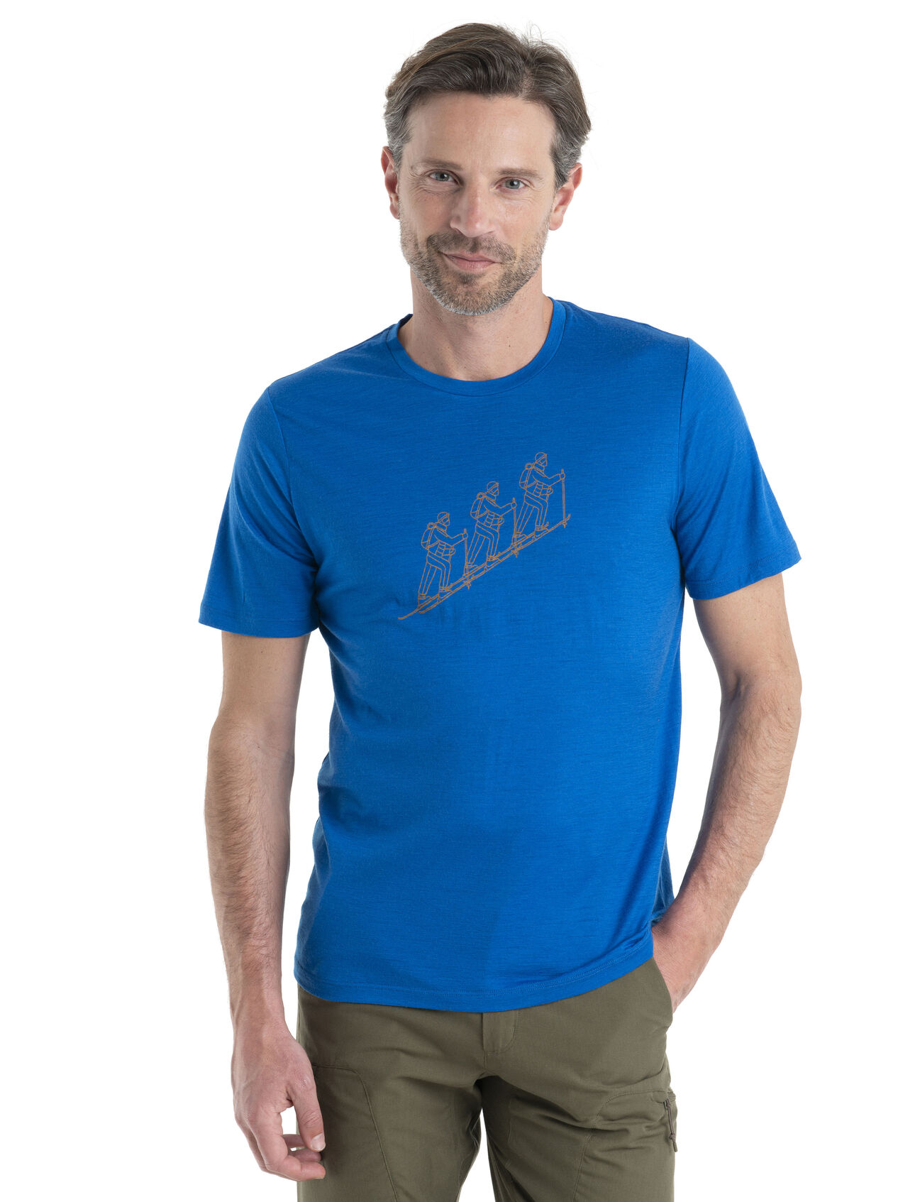 Mens Merino 150 Tech Lite II Short Sleeve T-Shirt Natural Ski Tour Our versatile tech tee that provides comfort, breathability and odour-resistance for any adventure you can think of, the 150 Tech Lite II Short Sleeve Tee Natural Ski Tour features 100% merino for all-natural performance. The tee's original logo graphic features a simple line drawing inspired by the rhythm and cadence of a backcountry ski tour. 