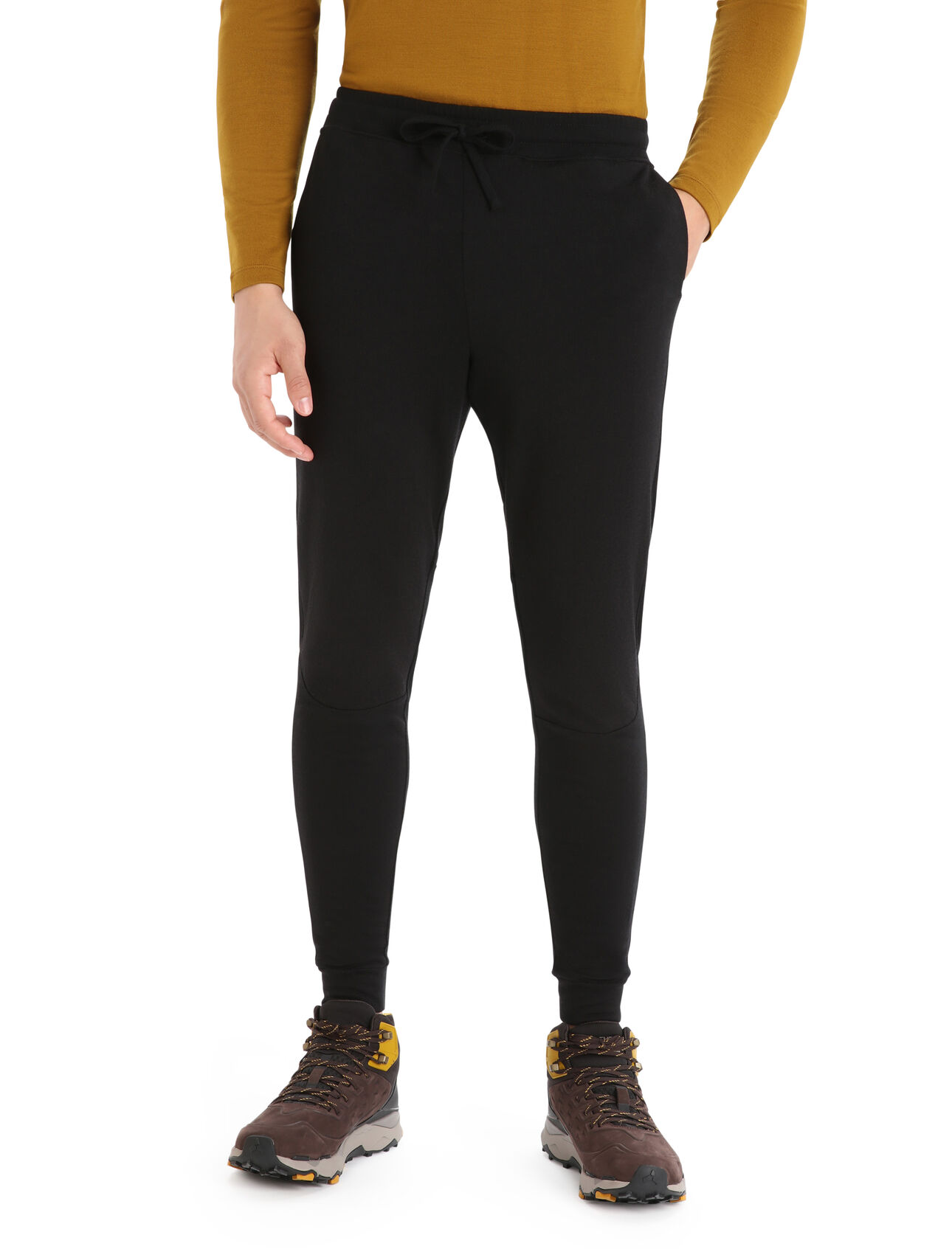 Mens ZoneKnit™ Merino Jogger A highly breathable jogger pant designed for cold, aerobic days outside, the ZoneKnit™ Jogger combines a merino terry fabric with body-mapped panels of merino eyelet mesh for enhanced temperature regulation.