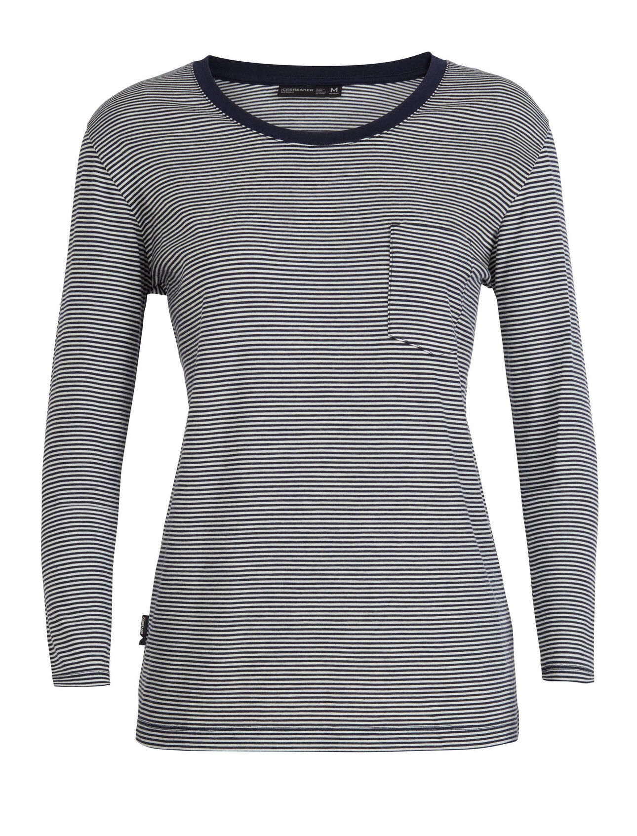 Merino Luxe Lite langärmliges T-Shirt und Brusttasche Stripe
