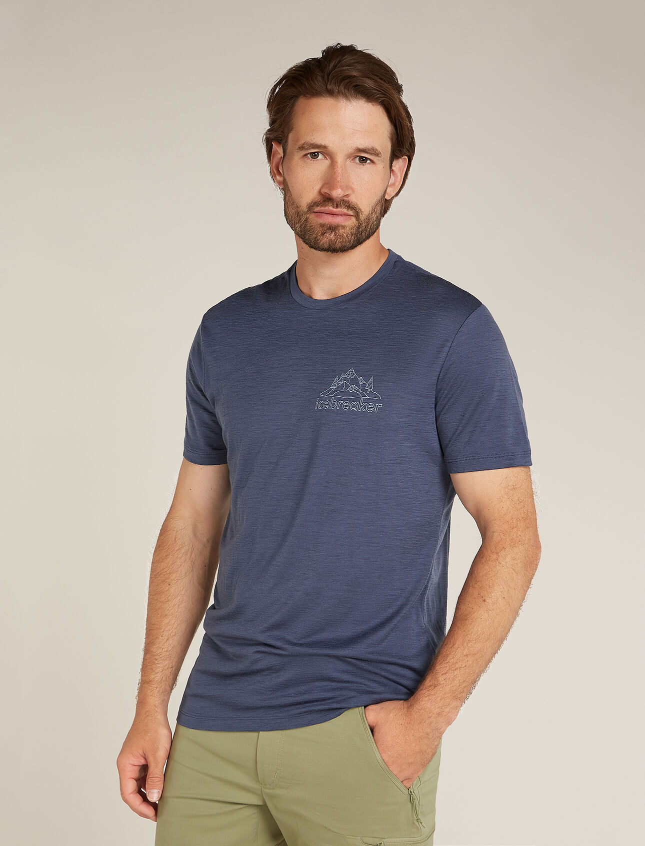 Mens Merino 150 Tech Lite Short Sleeve T-Shirt IB Back Pack Our versatile tech tee that provides comfort, breathability and odour-resistance for any adventure you can think of, the Merino 150 Tech Lite Short Sleeve Tee IB Back Pack features 100% merino for all-natural performance. The original artwork features a peaceful scene that every mountain lover dreams about. 