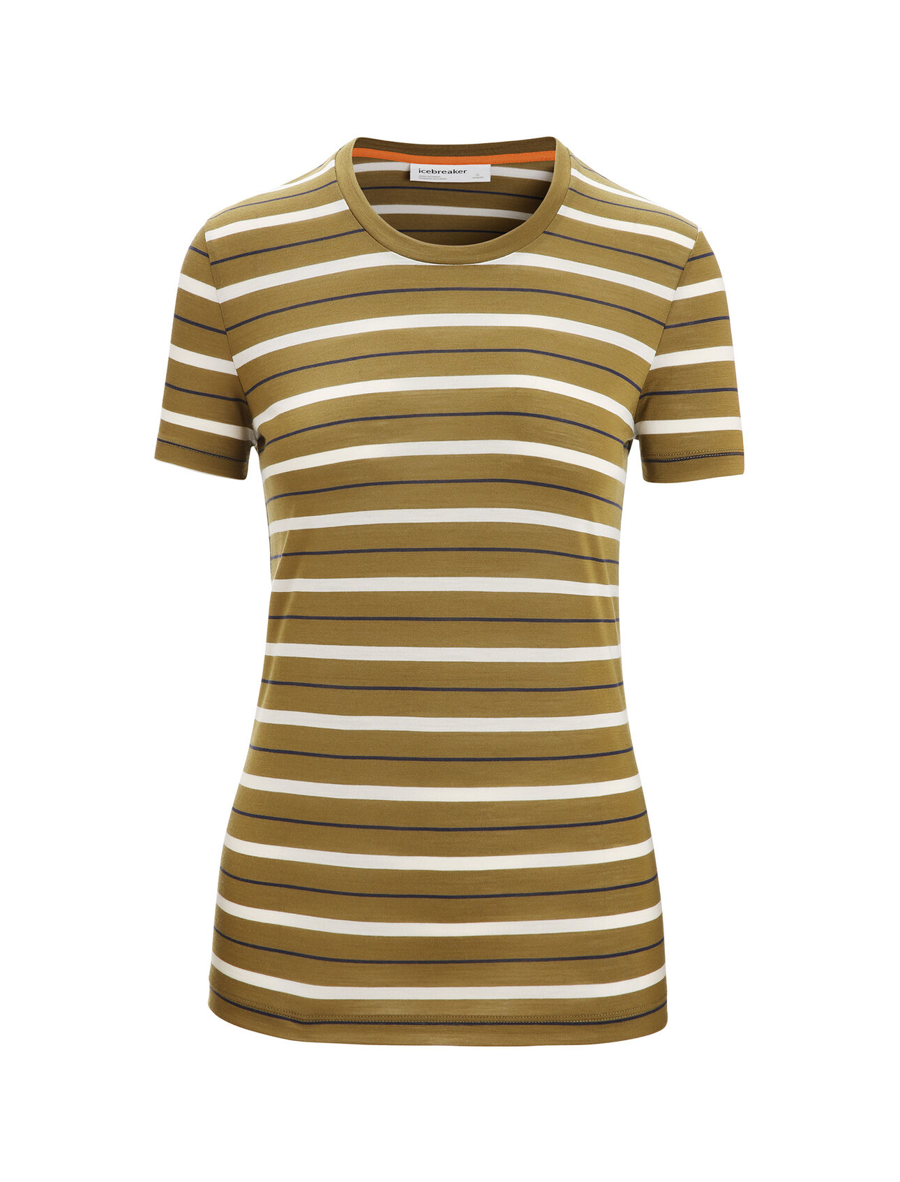 Womens Merino Blend Wave T-Shirt Stripe A lightweight merino-blend tee with classic style that's perfect for warm weather, the Wave Short Sleeve Tee Stripe features our breathable, all-natural Cool-Lite™ jersey fabric.