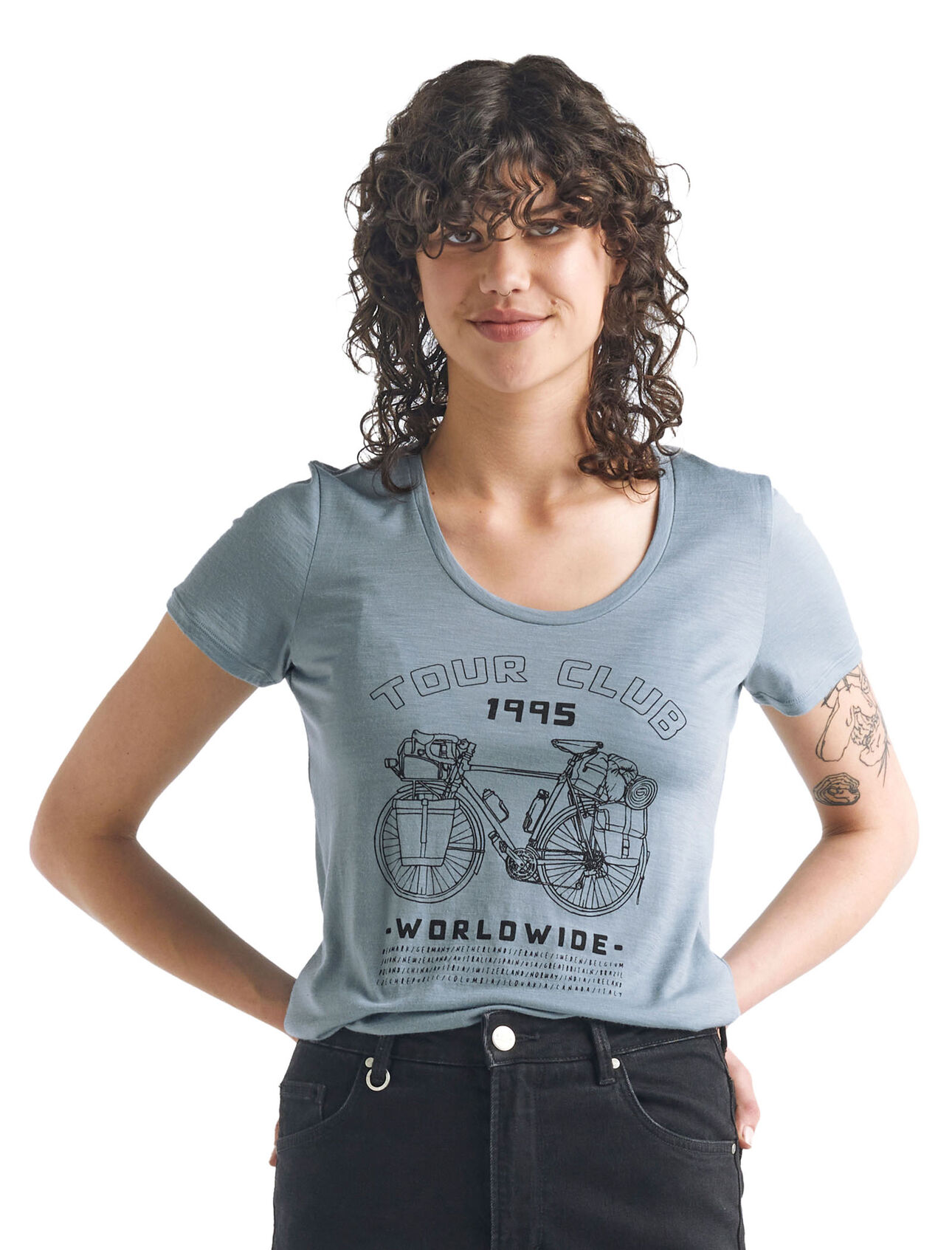 Tech Lite kortärmad t-shirt i merino med djup halsringning Tour Club 1995