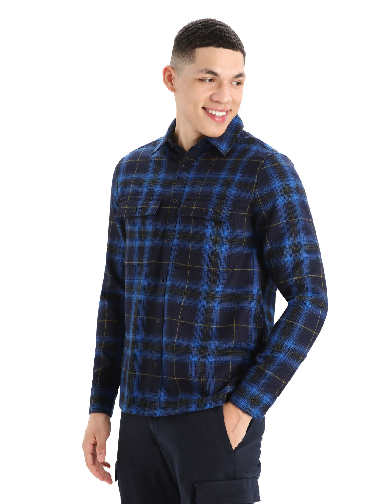 Merino Dawnder Long Sleeve Flannel Shirt Plaid