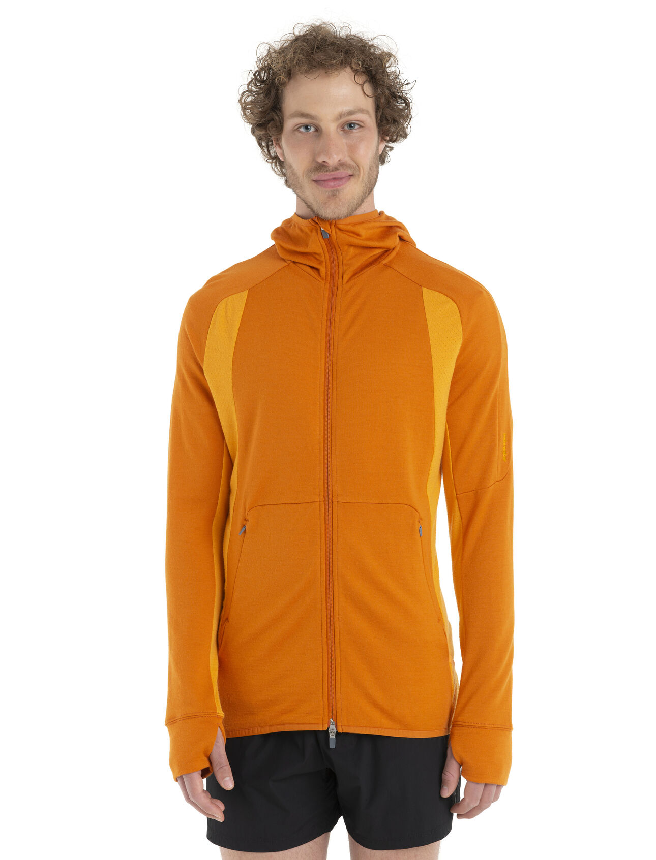 Mens ZoneKnit™ Merino Long Sleeve Zip Hoodie A midweight hoodie designed to balance warmth and breathability while on the move, the ZoneKnit™ Long Sleeve Zip Hood jersey fabric with strategic panels of eyelet mesh for enhanced airflow.
