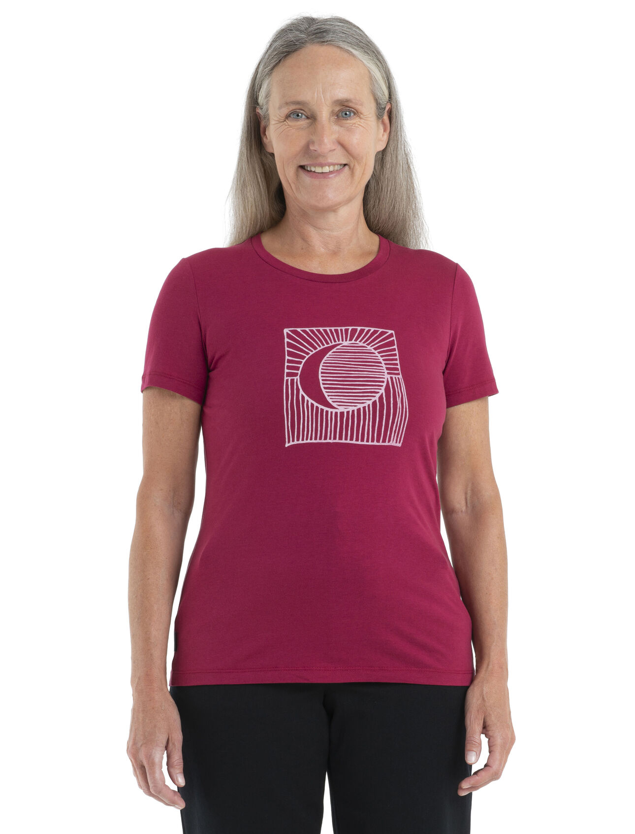 Womens Tencel™ Cotton Short Sleeve T-Shirt Nature’s Orb A clean and comfortable everyday tee with classic style and a blend of natural fibres, the Tencel Cotton Short Sleeve Tee Nature's Orb features a super-soft jersey fabric that combines organic cotton and TENCEL™. The original artwork draws inspiration from the power of the sun and moon. 