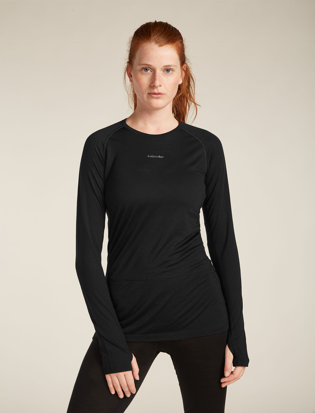 Merinomix 125 ZoneKnit™ Thermo-Langarmshirt mit Rundhalsausschnitt Damen A lightweight performance baselayer that excels during high-output pursuits, the Merino Blend 125 ZoneKnit™ Leggings combines light and breathable Cool-Lite™ fabric with our ZoneKnit™ technology.
