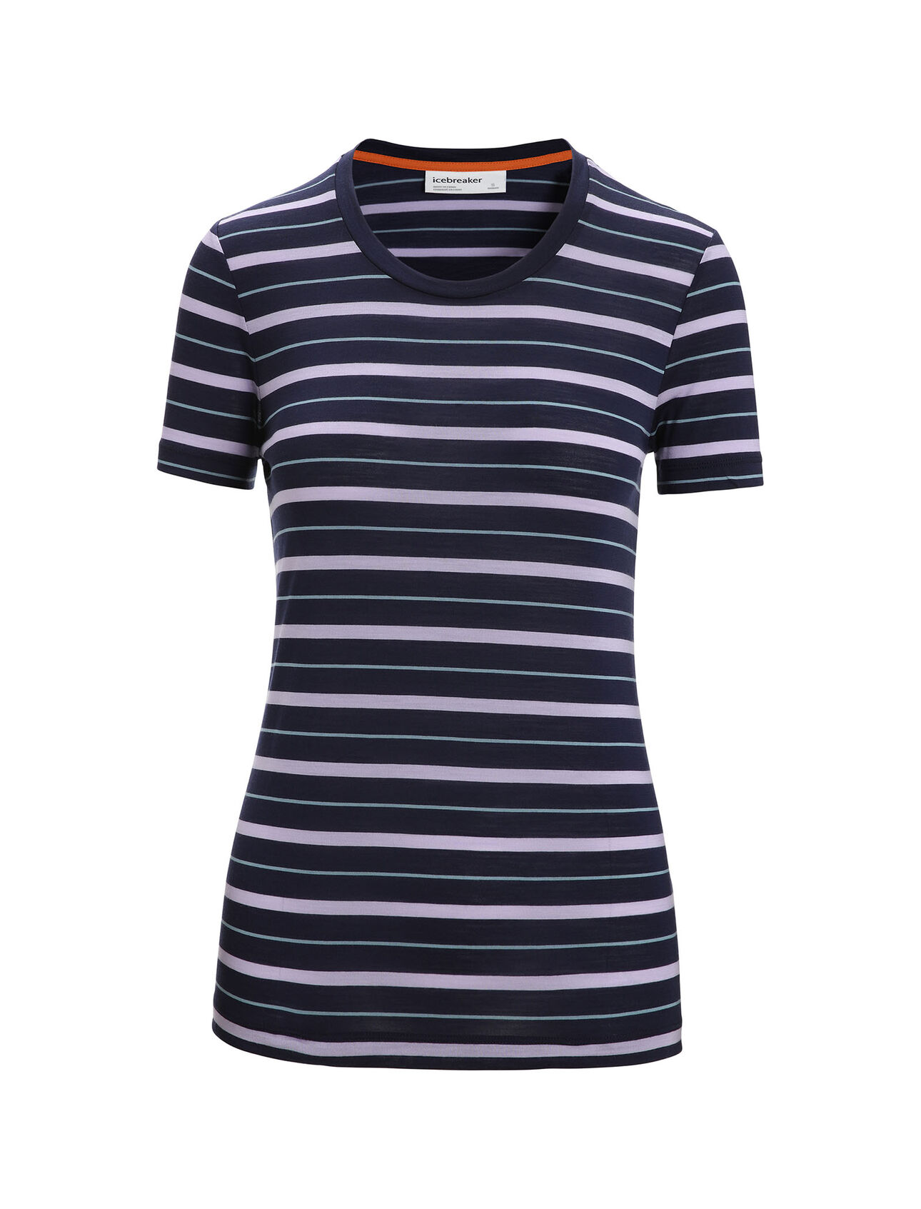 Womens Merino Blend Wave T-Shirt Stripe A lightweight merino-blend tee with classic style that's perfect for warm weather, the Wave Short Sleeve Tee Stripe features our breathable, all-natural Cool-Lite™ jersey fabric.