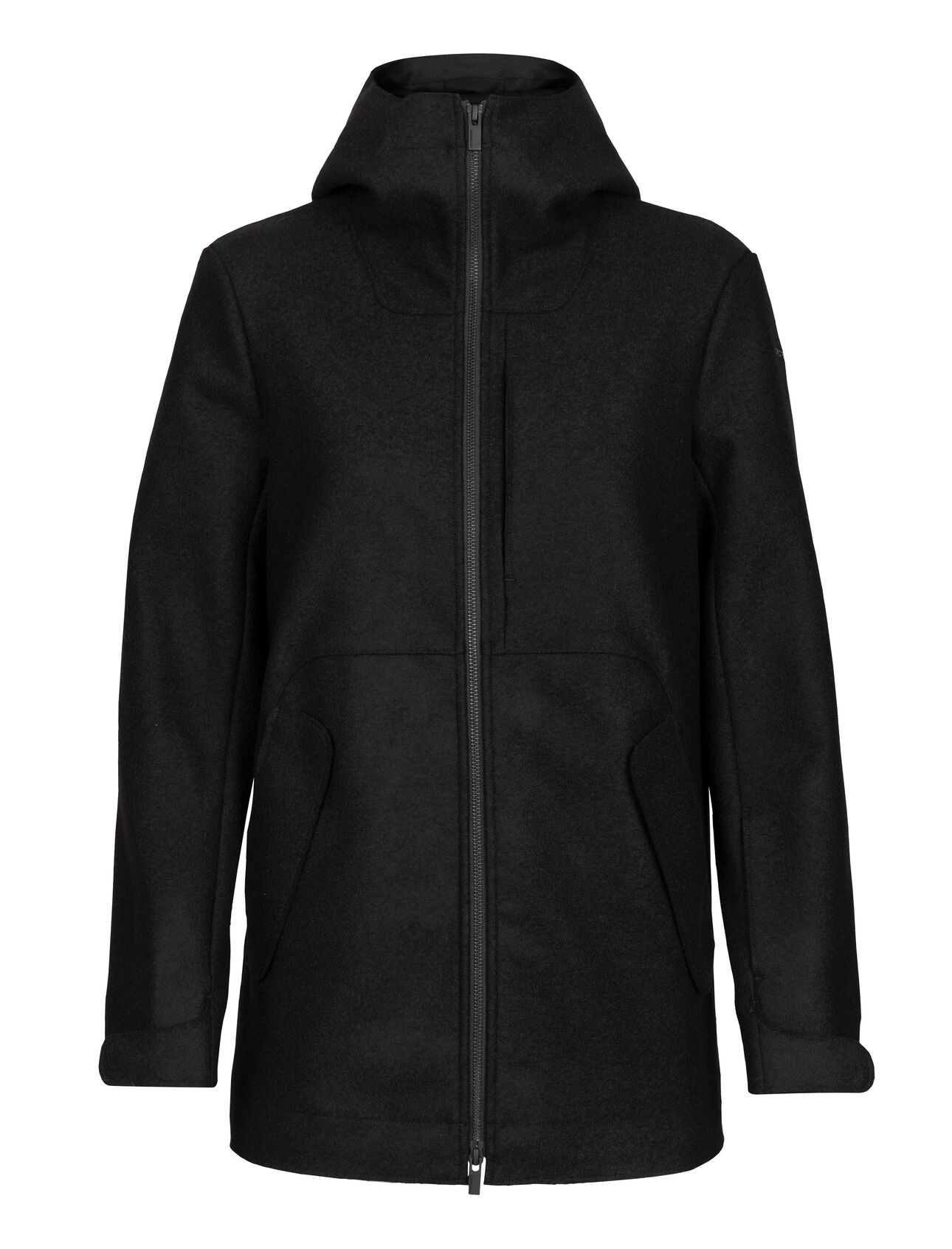 Gefilzte Merino Kapuzenjacke Damen Eine klassische Jacke aus gefilzter Merinowolle für Wärme im Alltag, die zum Pendeln im Winter ideal ist, die Gefilzte Merino Kapuzenjacke besteht aus 100% Merinowolle, die bei jedem Wetter die Regulierung des Körperklimas unterstützt und der Geruchsbildung widersteht. 