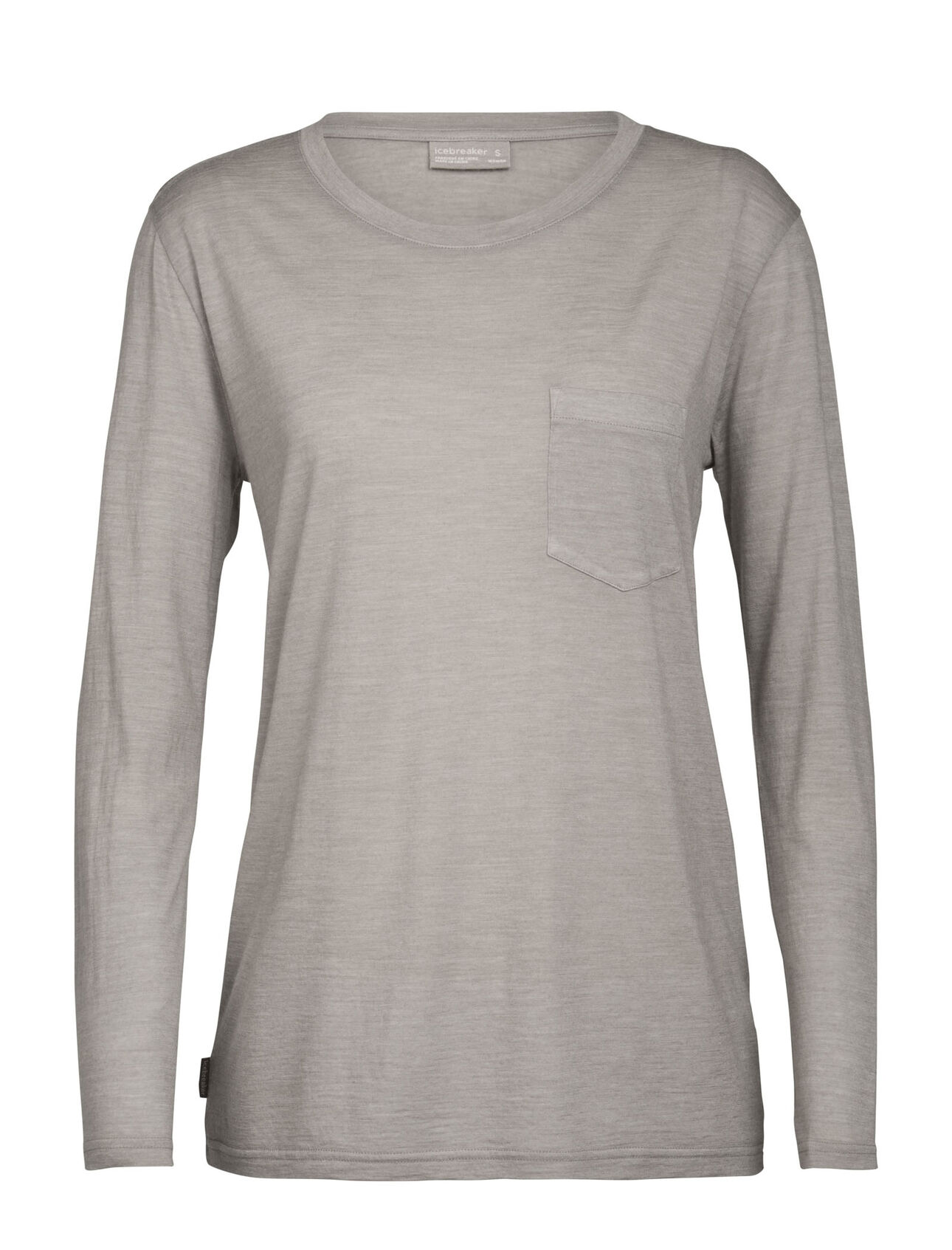 Nature Dye Drayden T-shirt met lange mouwen, borstzakje en ronde hals