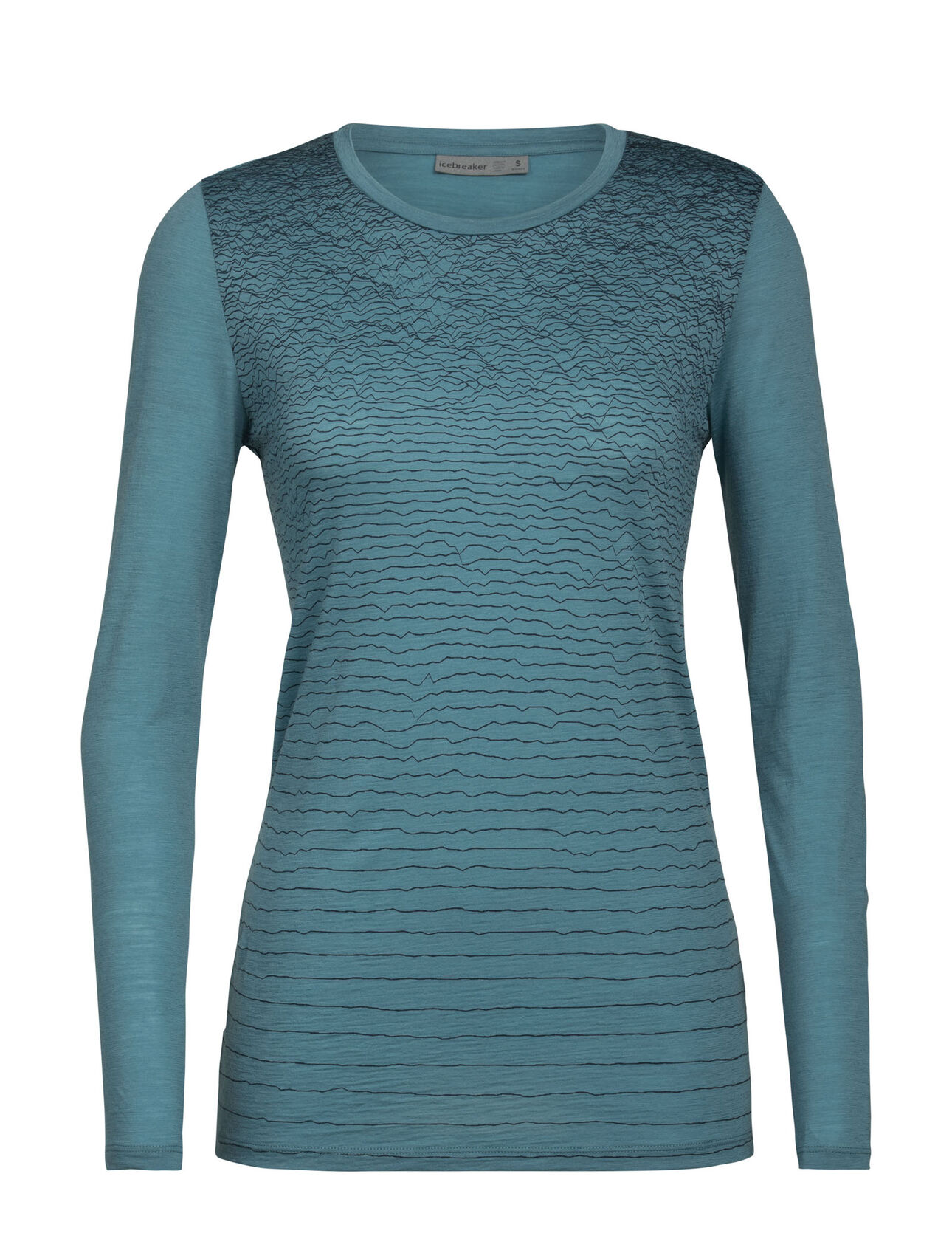 Womens Merino Spector Long Sleeve Crewe T-Shirt Landscape Lines A lightweight, breathable, and versatile merino wool T-shirt ideal for everything from hiking to travel, our Spector Long Sleeve Crewe Landscape Lines is a go-to for any and every day.
