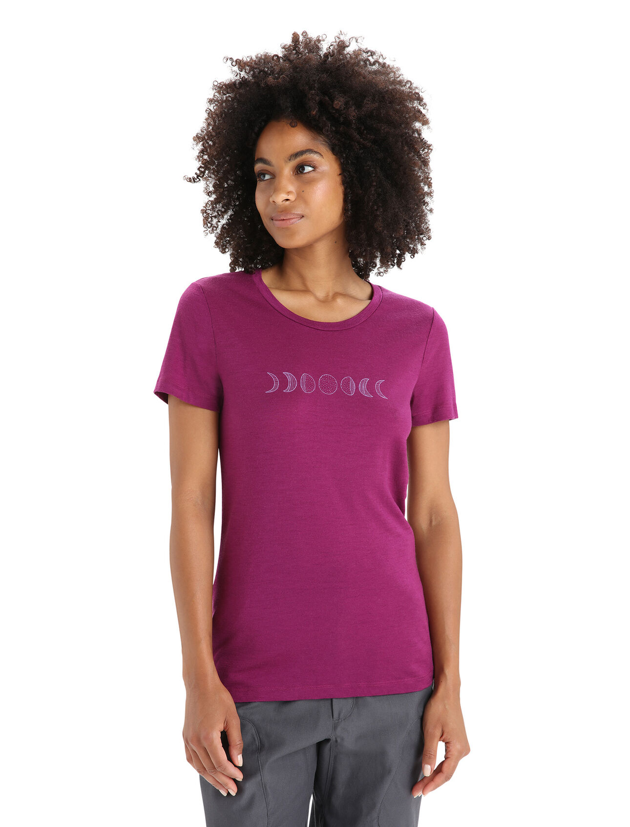 Womens Merino Tech Lite II Short Sleeve T-Shirt Moon Phase Our versatile tech tee that provides comfort, breathability and natural odour-resistance for any adventure you can think of, the Tech Lite II Short Sleeve Tee Moon Phase features 100% merino for all-natural performance. The original artwork features an artistic view of the moon's waxing and waning.