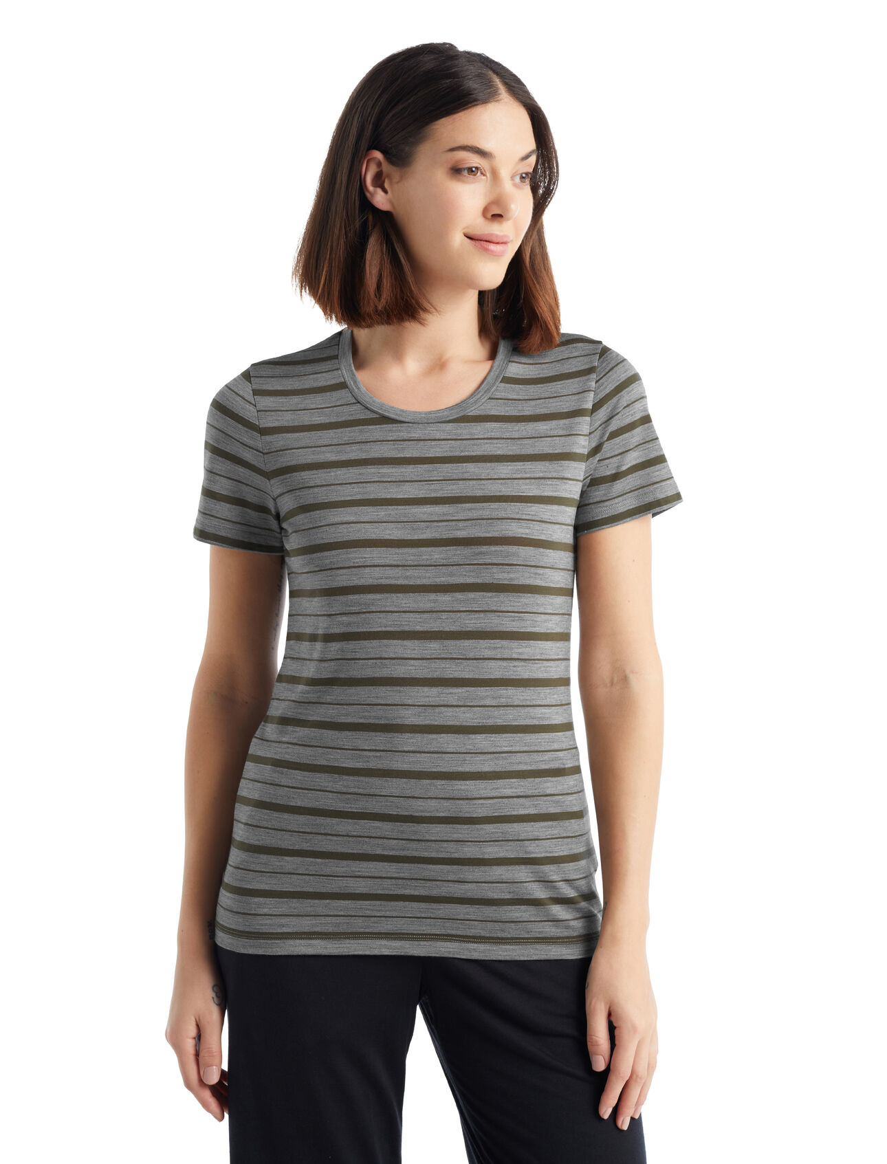 Womens Merino Wave Short Sleeve Stripe T-Shirt A lightweight merino-blend tee with classic style that's perfect for warm weather, the Wave Short Sleeve Tee Stripe features our breathable, all-natural Cool-Lite™ jersey fabric.