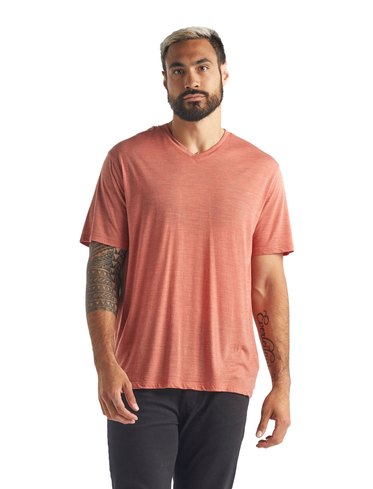T-shirt in lana merino Cool-Lite™Nature Dye Drayden Short Sleeve V Neck