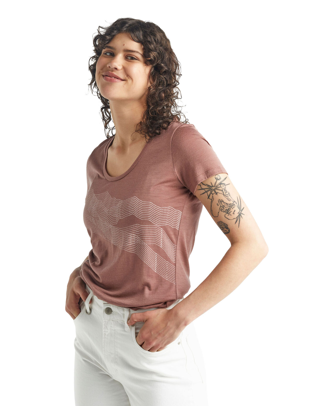 Tech Lite kortärmad t-shirt i merino med djup halsringning St Anton
