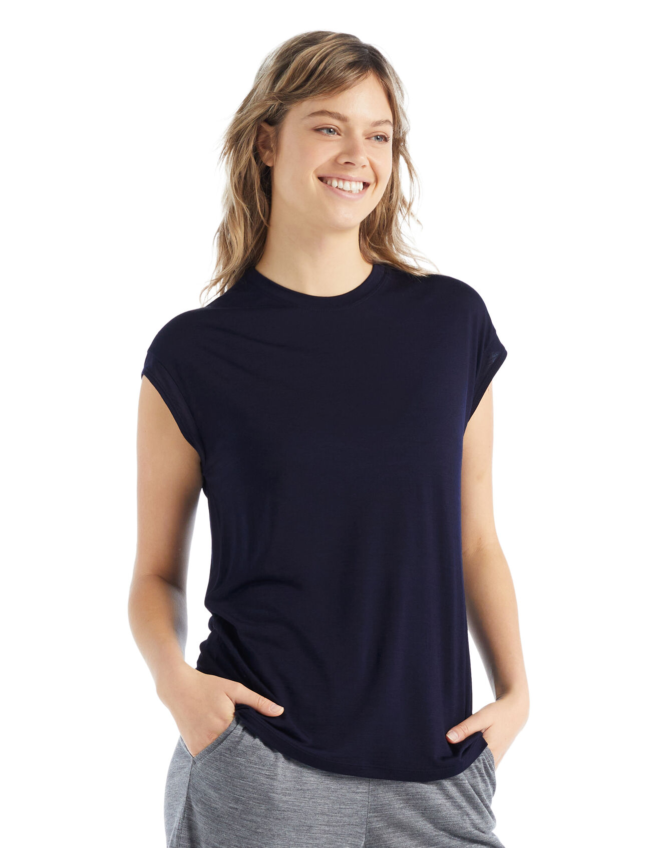 Womens Merino Drayden Sleeveless Top A comfy, everyday shirt made with our Cool-Lite™ blend of merino wool and TENCEL™, the Drayden Sleeveless Top offers natural breathability and softness with unique style.