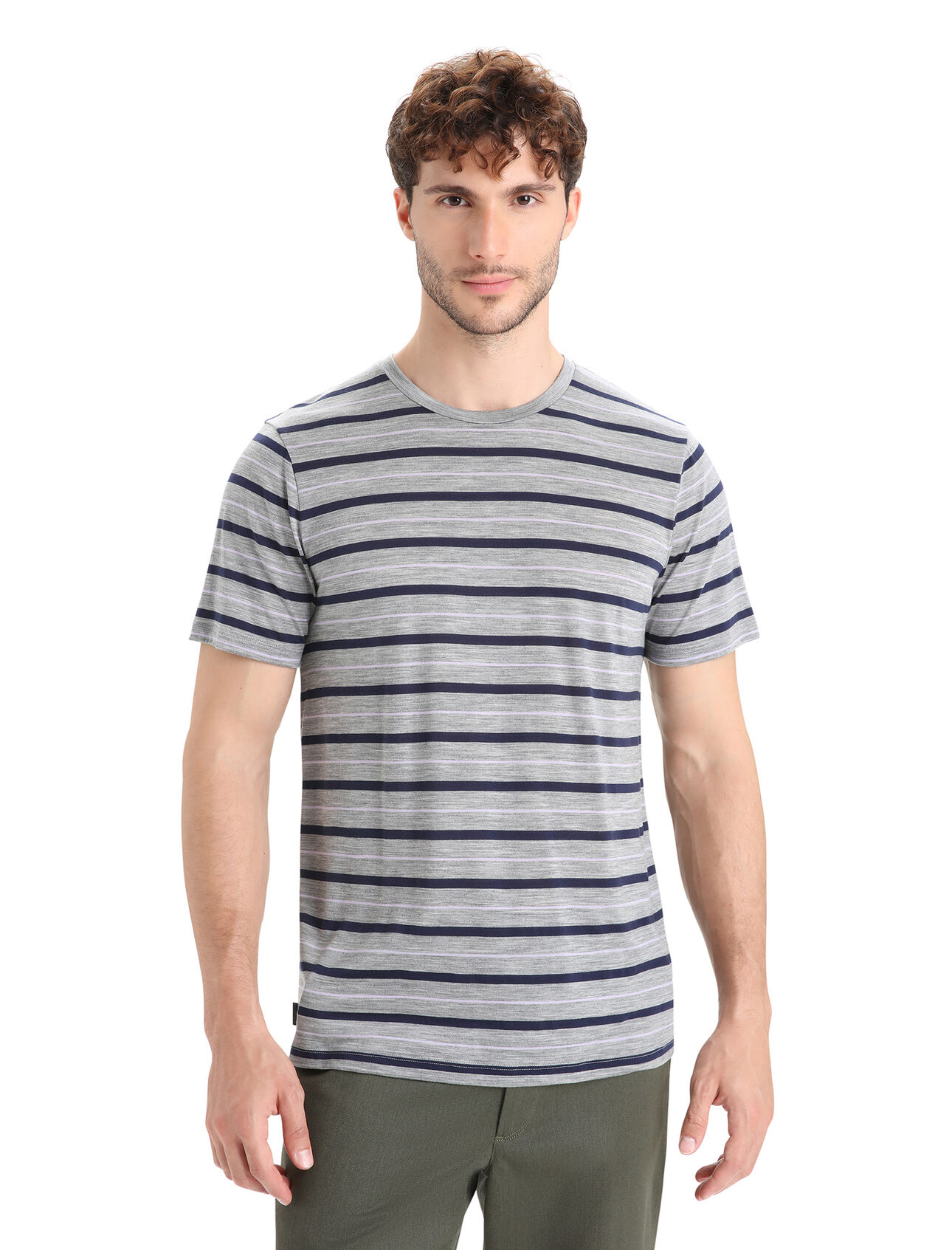 Mens Merino Wave Short Sleeve Stripe T-Shirt A lightweight merino-blend tee with classic style that's perfect for warm weather, the Wave Short Sleeve Tee Stripe features our breathable, all-natural Cool-Lite™ jersey fabric.