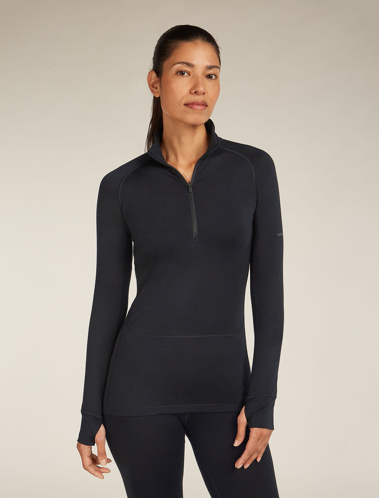 Merinomix 125 ZoneKnit™ Half-Zip-Thermo-Langarmshirt Damen A lightweight performance baselayer that excels during high-output pursuits, the Merino Blend 125 ZoneKnit™ Long Sleeve Half Zip combines light and breathable Cool-Lite™ fabric with our ZoneKnit™ technology. 
