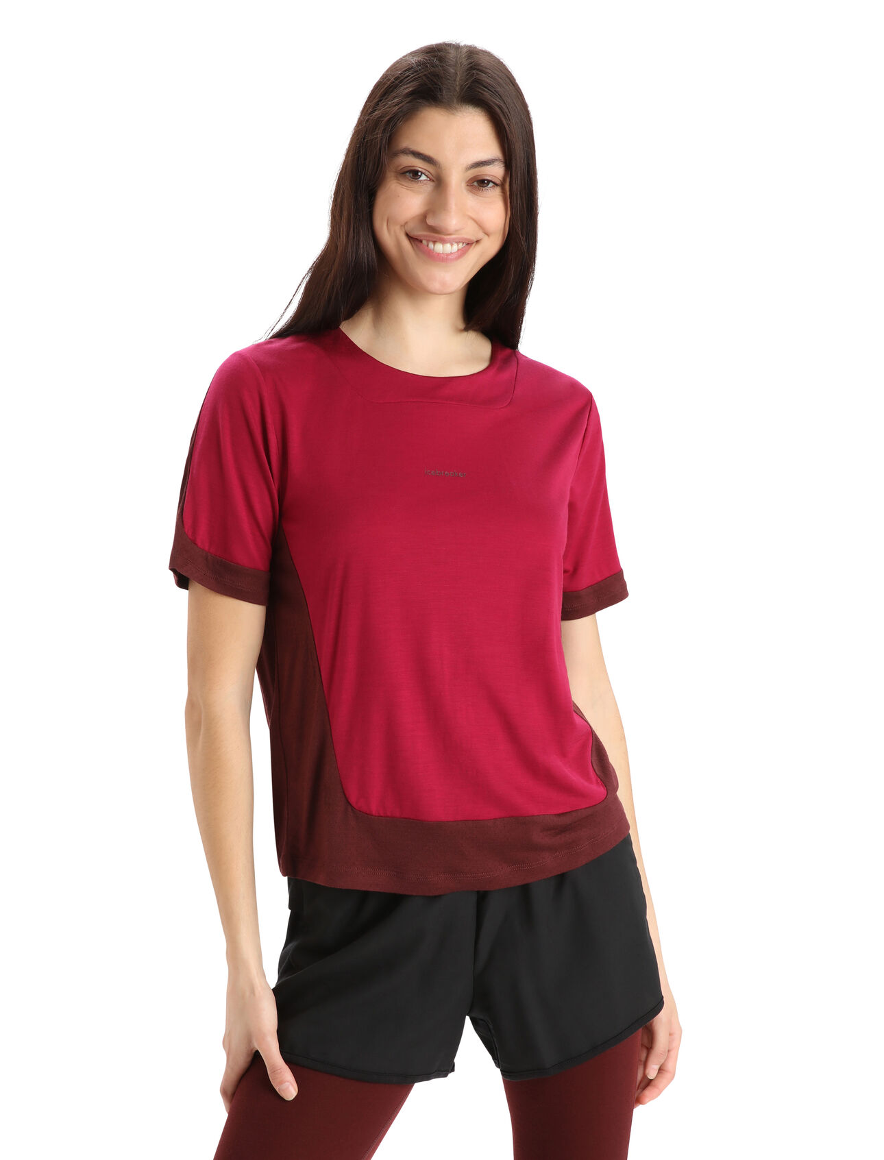 Womens ZoneKnit™ Merino Short Sleeve Boxy T-Shirt Our most breathable and lightweight tee designed for maximum breathability during high-output activities, the ZoneKnit™ Short Sleeve Boxy Tee combines Cool-Lite™ jersey fabric with our ZoneKnit™body-mapped ventilation.