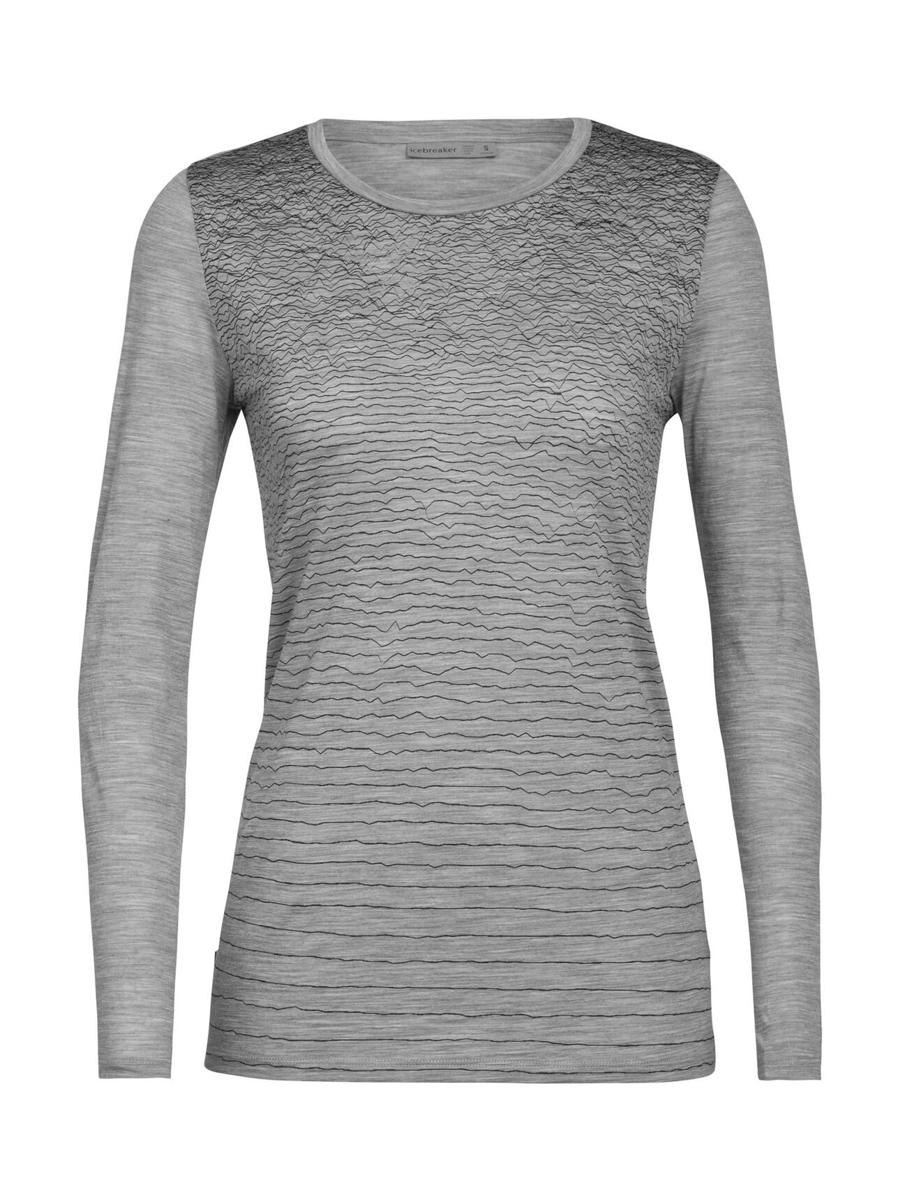 Merino Spector Long Sleeve Crewe T Shirt Landscape Lines Icebreaker Uk