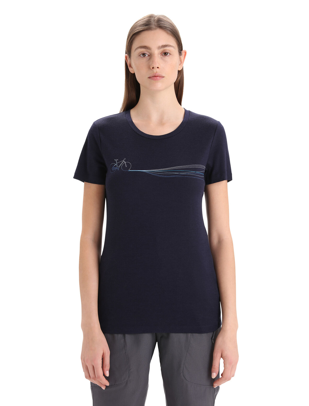 Womens Merino Tech Lite II Short Sleeve T-Shirt Cadence Paths Our versatile tech tee that provides comfort, breathability and natural odour-resistance for any adventure you can think of, the Tech Lite II Short Sleeve Tee Cadence Paths features 100% merino for all-natural performance. The original artwork by Damon Watters draws inspiration from the flowing lines of life on two wheels.
