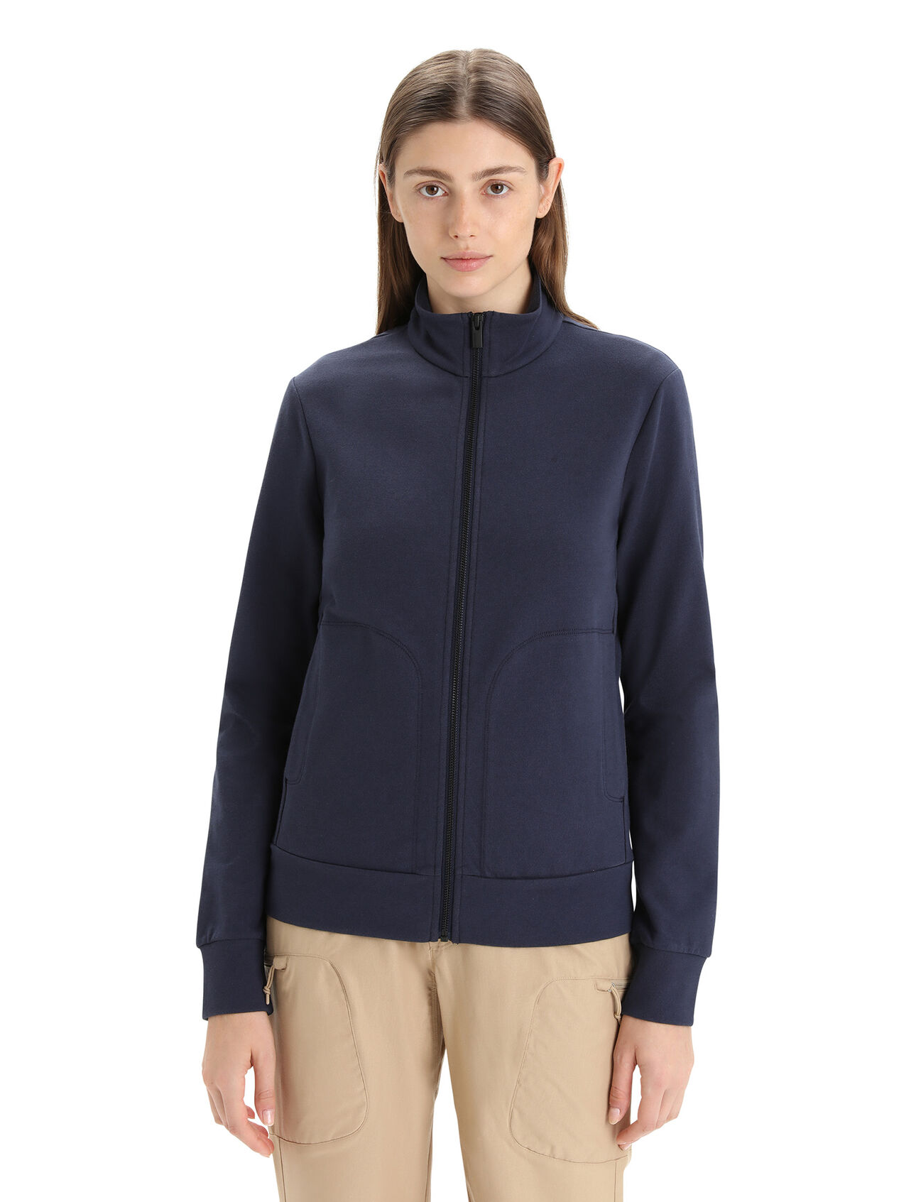 Womens Merino Central Classic Long Sleeve Zip Sweatshirt A stylish, classic and comfortable everyday sweatshirt that blends natural merino wool with organically grown cotton, the Central Classic Long Sleeve Zip is an everyday staple that's breathable and incredibly versatile.  