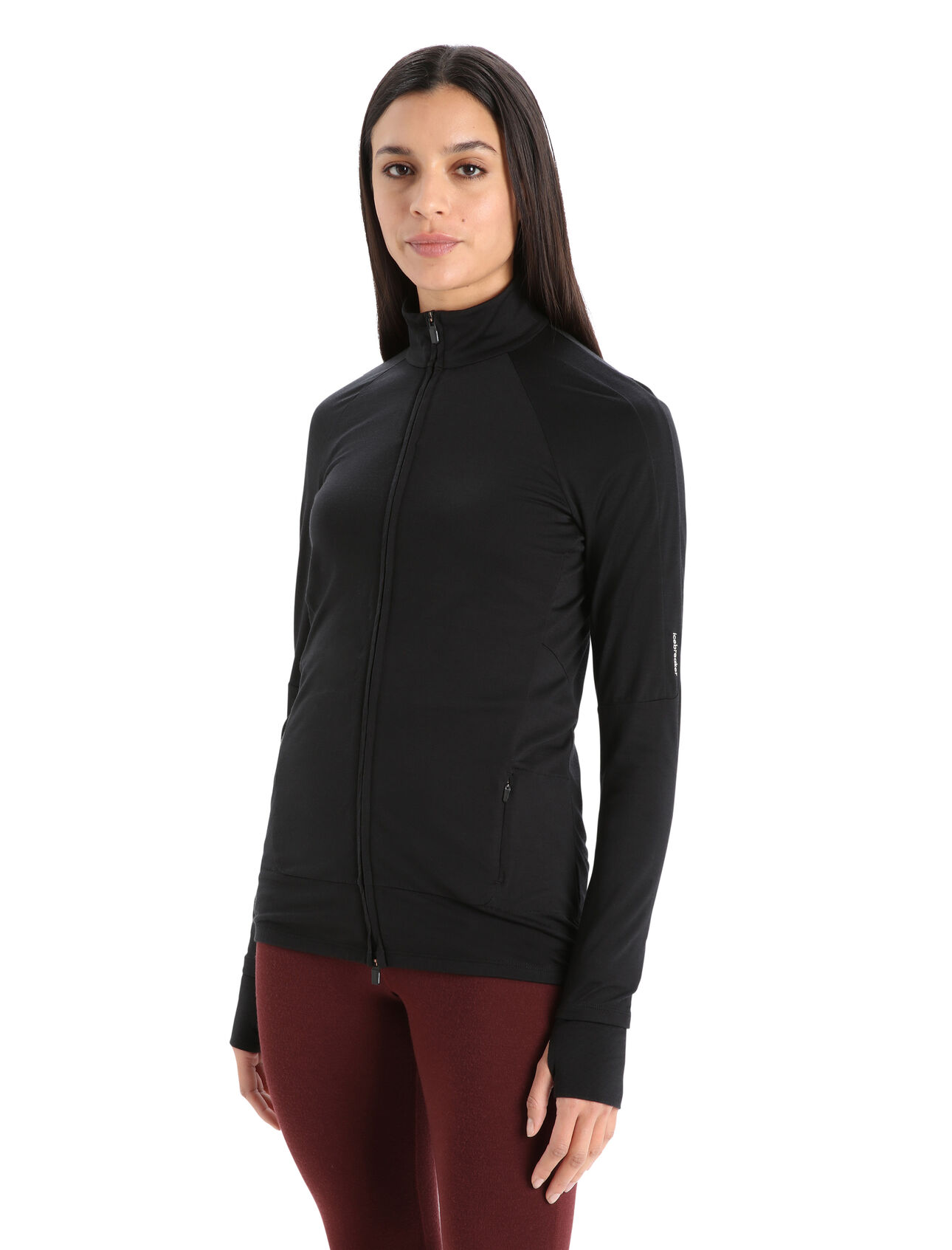Womens ZoneKnit™ Merino Long Sleeve Zip Jacket A lightweight midlayer designed to balance warmth and breathability while running, biking or moving fast in the mountains, the ZoneKnit™ Long Sleeve Zip combines our Cool-Lite™ jersey fabric with strategic panels of eyelet mesh for enhanced airflow.