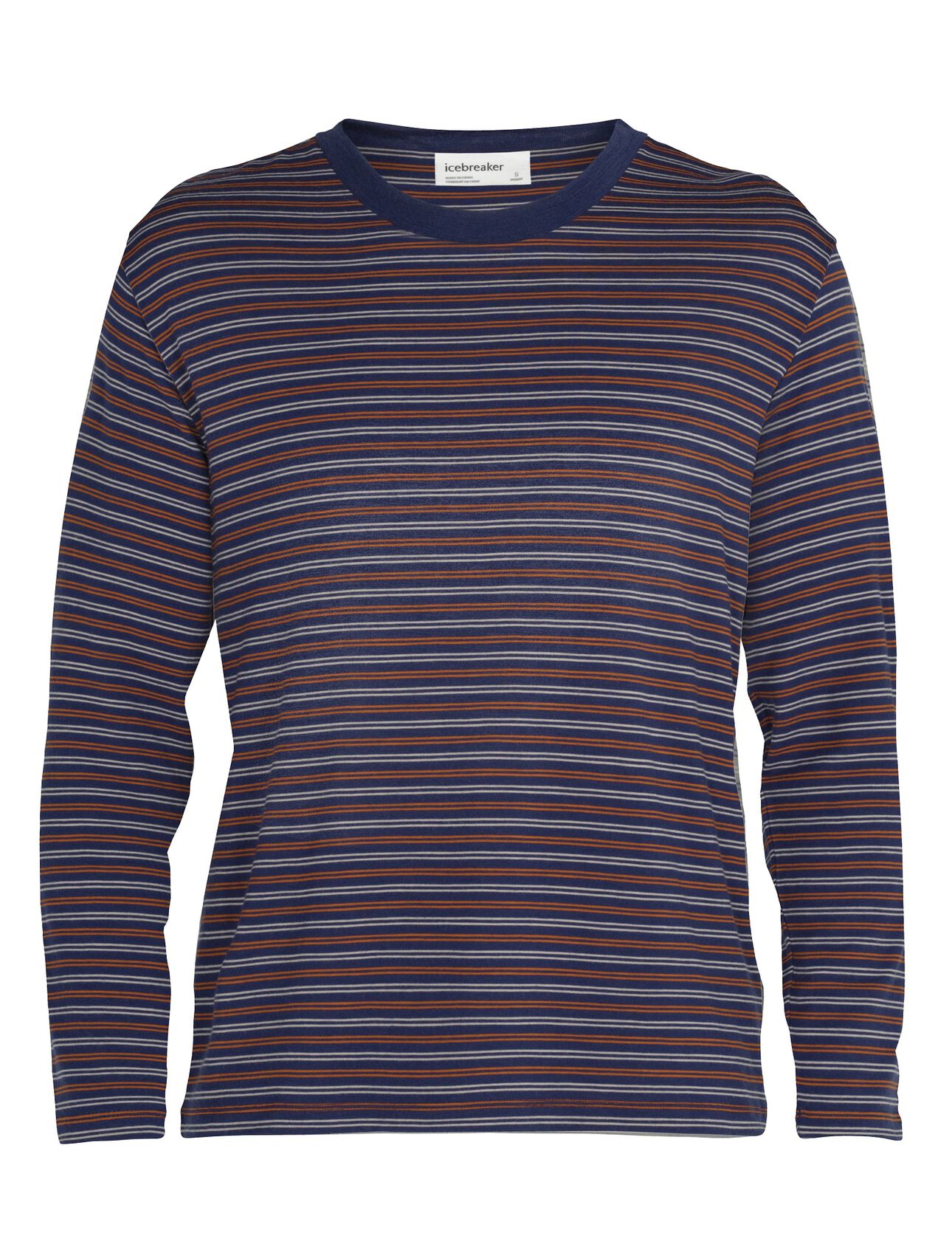 Merino 150 langärmliges T-Shirt mit Rundhalsausschnitt Stripe