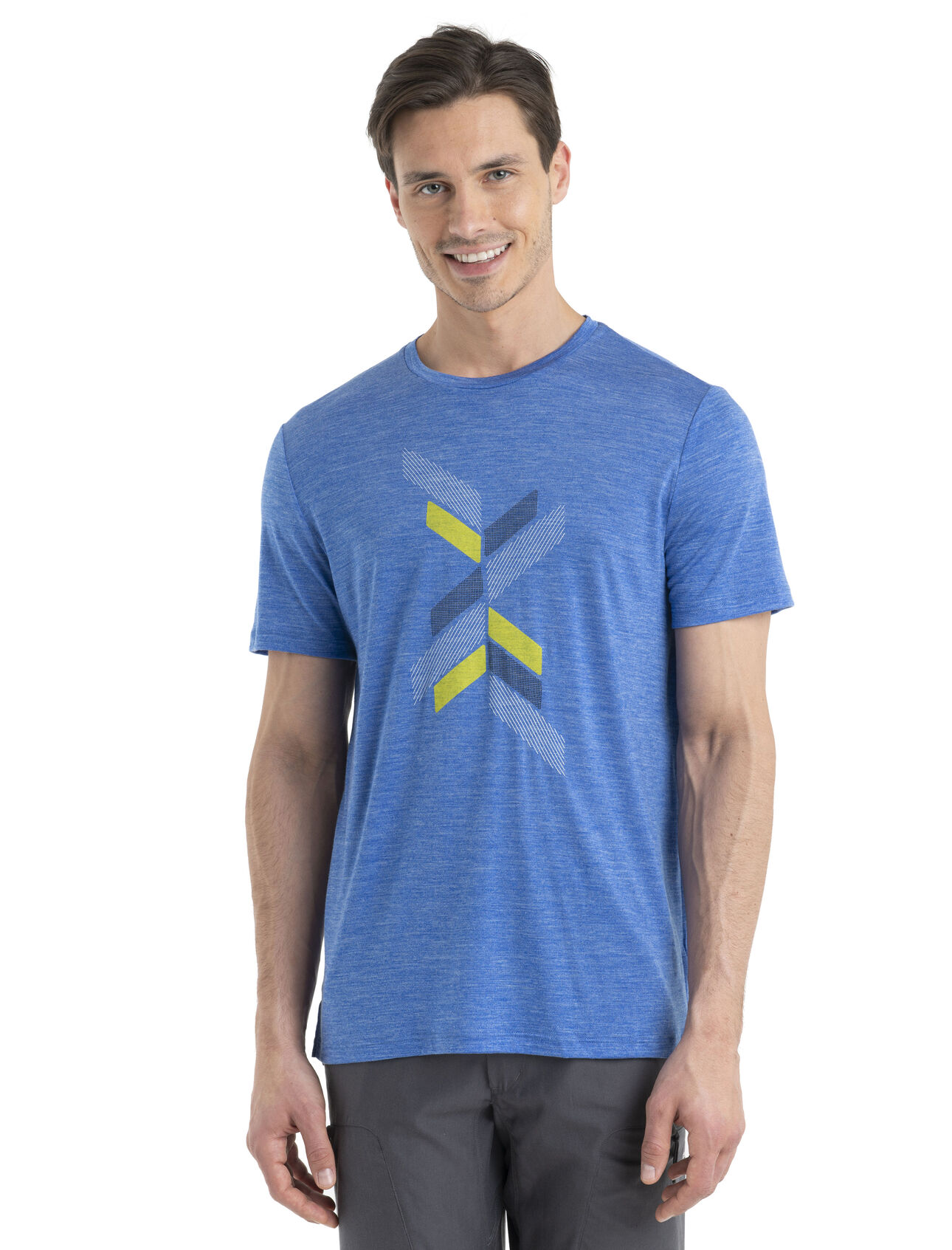 Mens 125 Cool-Lite™ Merino Sphere II Short Sleeve T-Shirt Levels A soft merino-blend tee made with our lightweight Cool-Lite™ jersey fabric, the 125 Cool-Lite™Sphere II Short Sleeve Tee Levels provides natural breathability, odour resistance and comfort. The tee's original graphic artwork draws inspiration from trail signage on the mountain.