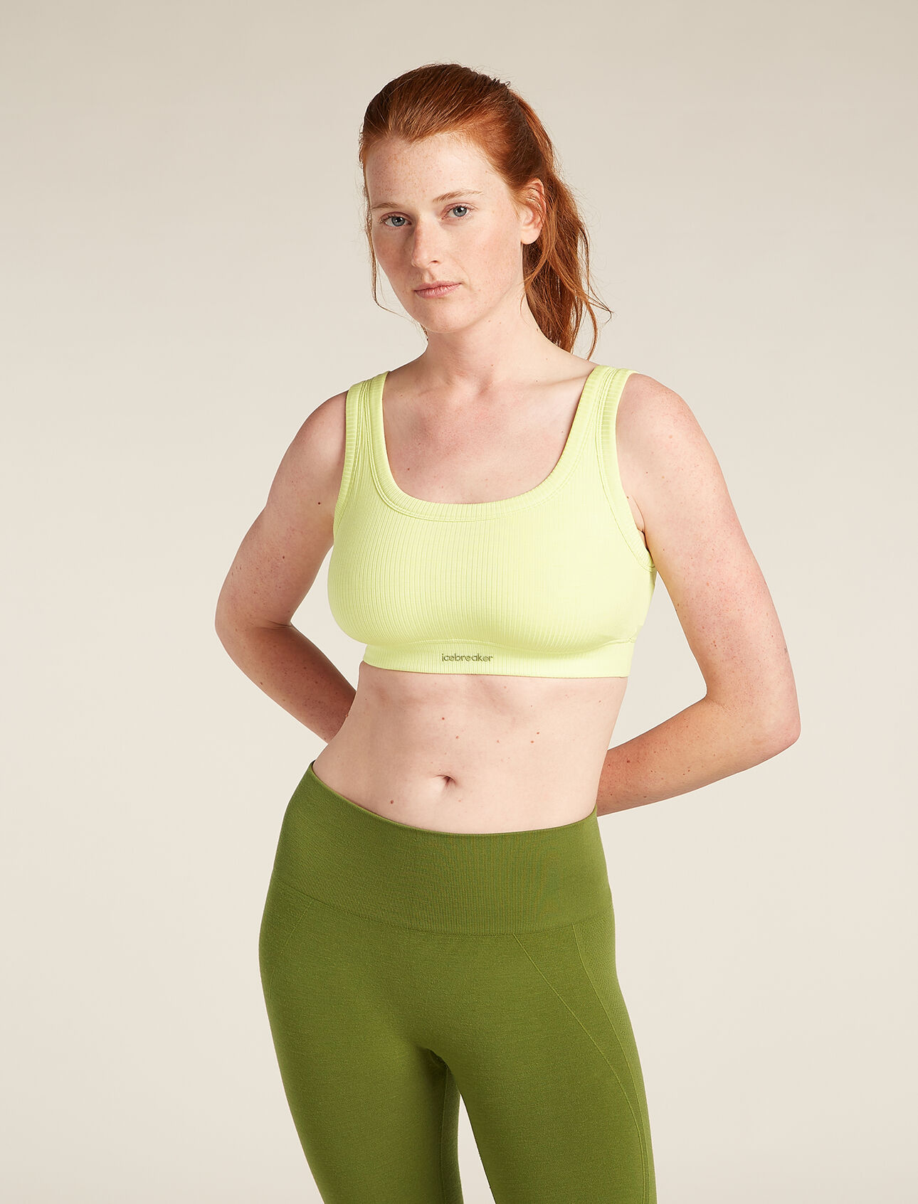 Womens Merino Blend Rib Lotus Bra A midweight, low-support sports bra for total everyday comfort, the Merino Blend Rib Lotus Bra features a textured, stretchy merino-blend fabric with a square scoop design for ample coverage.