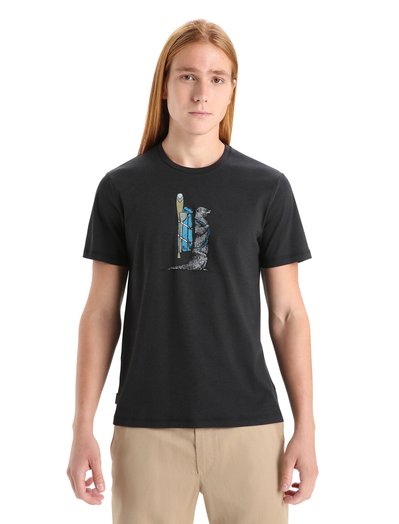 Mens Merino Central Classic Short Sleeve T-Shirt Otter Paddle A clean, classic and comfortable everyday tee that blends natural merino wool with organic cotton, the Central Classic Short Sleeve Tee Otter Paddle has you covered any day of the week.