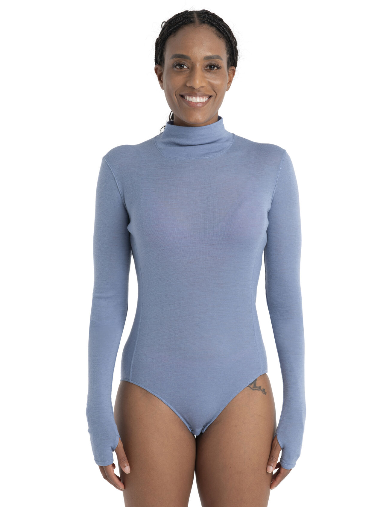 Merino Queens Langarm-Bodysuit mit Stehkragen