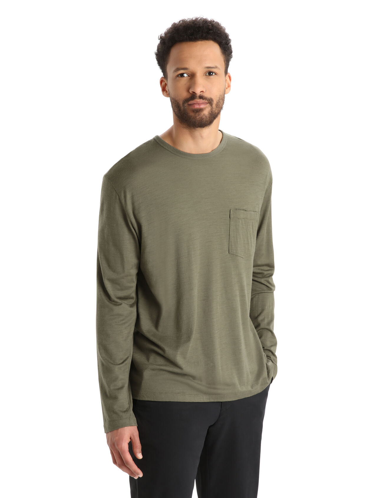 Mens Merino Granary Long Sleeve Pocket T-Shirt A classic pocket tee with a relaxed fit and soft, breathable, 100% merino wool fabric, the Granary Long Sleeve Pocket Tee is all about everyday comfort and style.