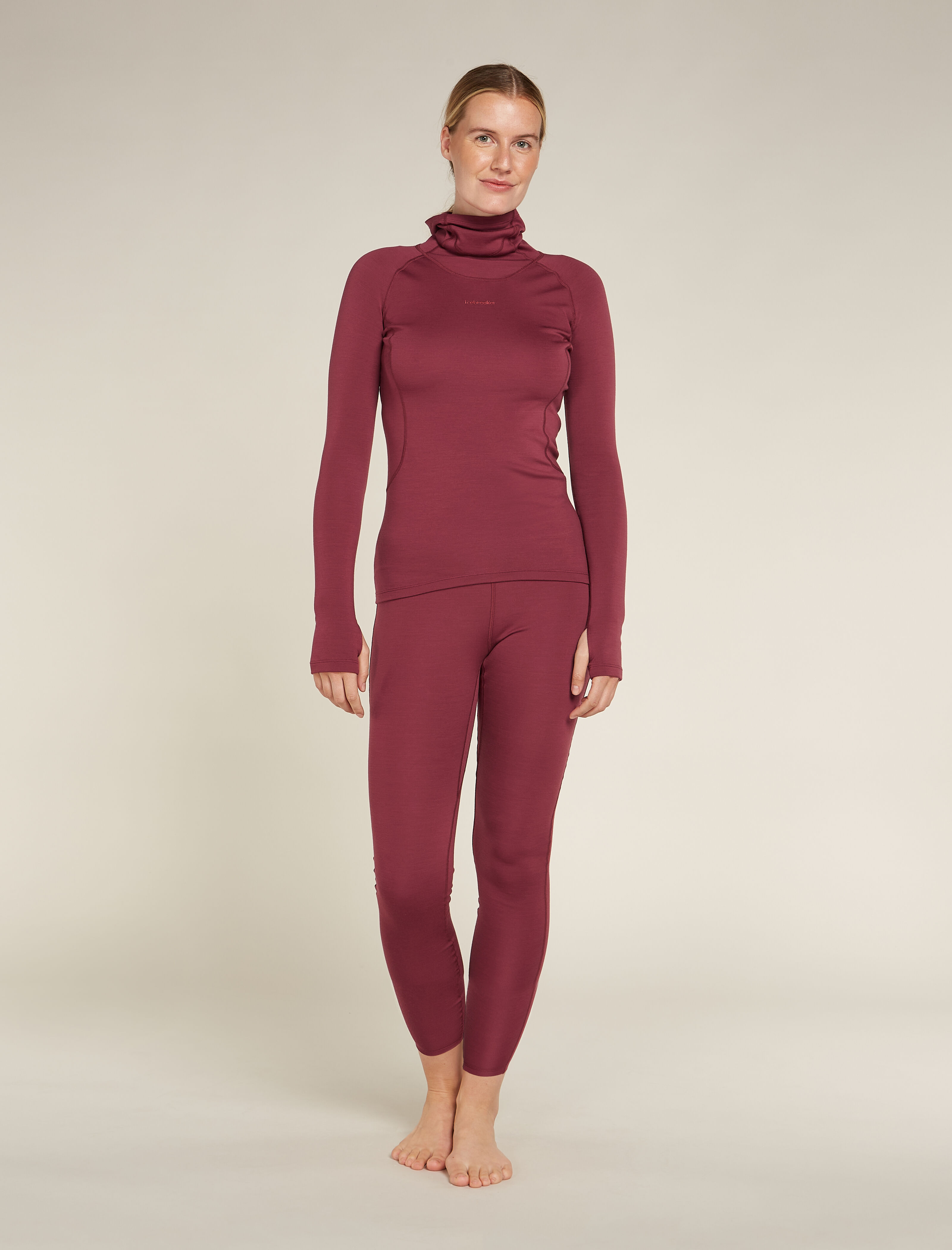 Icebreaker 300 MerinoFine Polar Long Sleeve Roll Neck Thermal Top Woman Port Size L