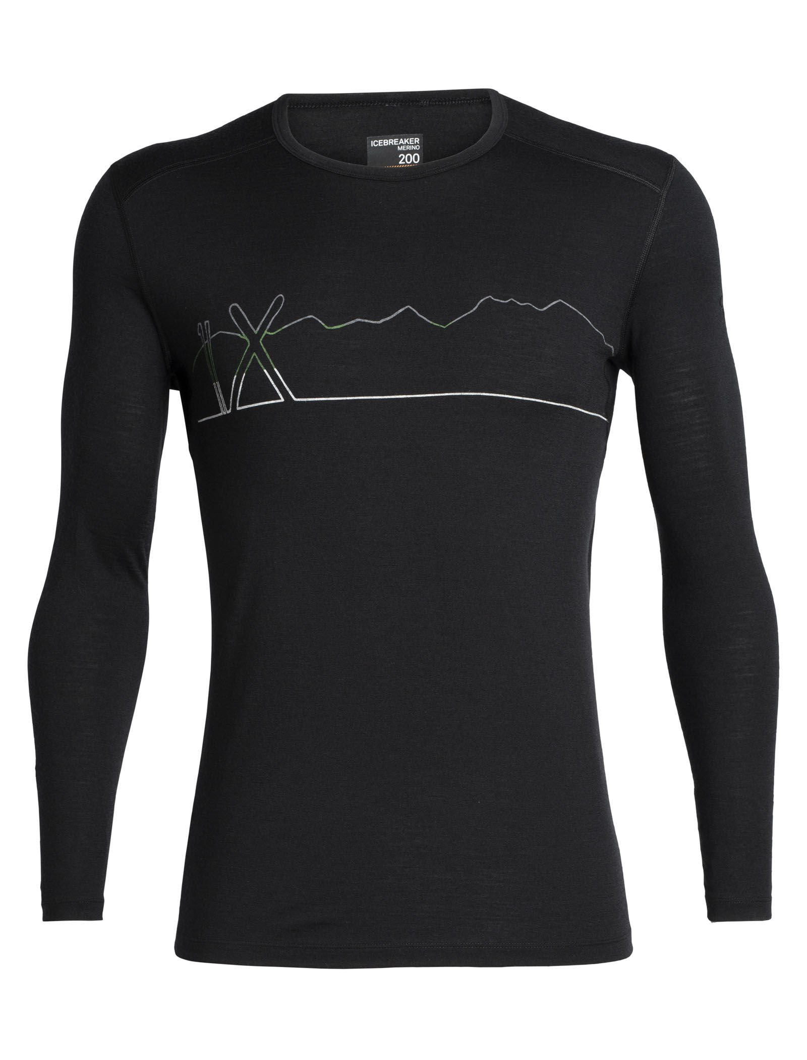 Merino 200 Oasis Long Sleeve Thermal Crewe Top Single Line Ski Icebreaker CA