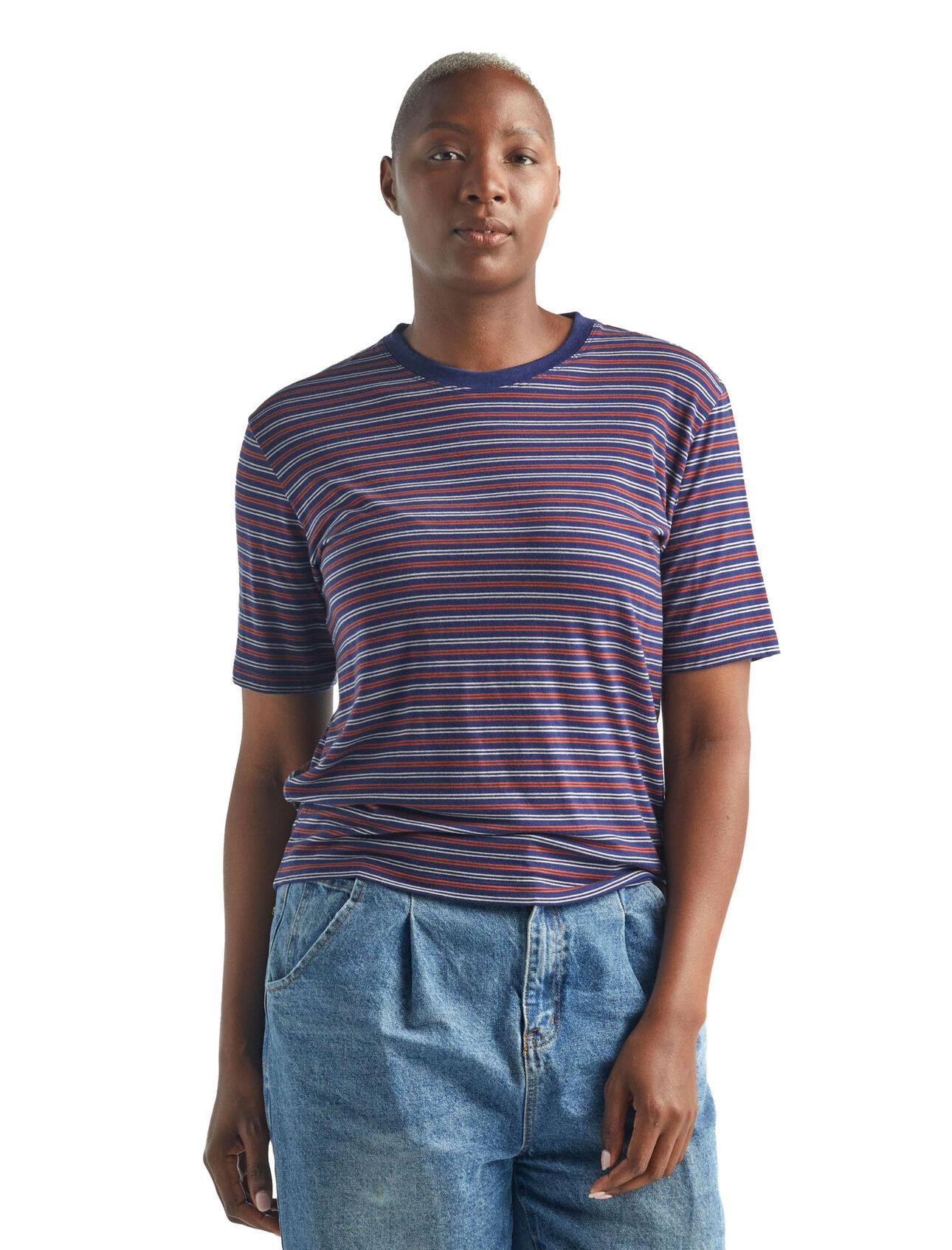 Merino 150 kurzärmliges T-Shirt mit Rundhalsausschnitt Stripe