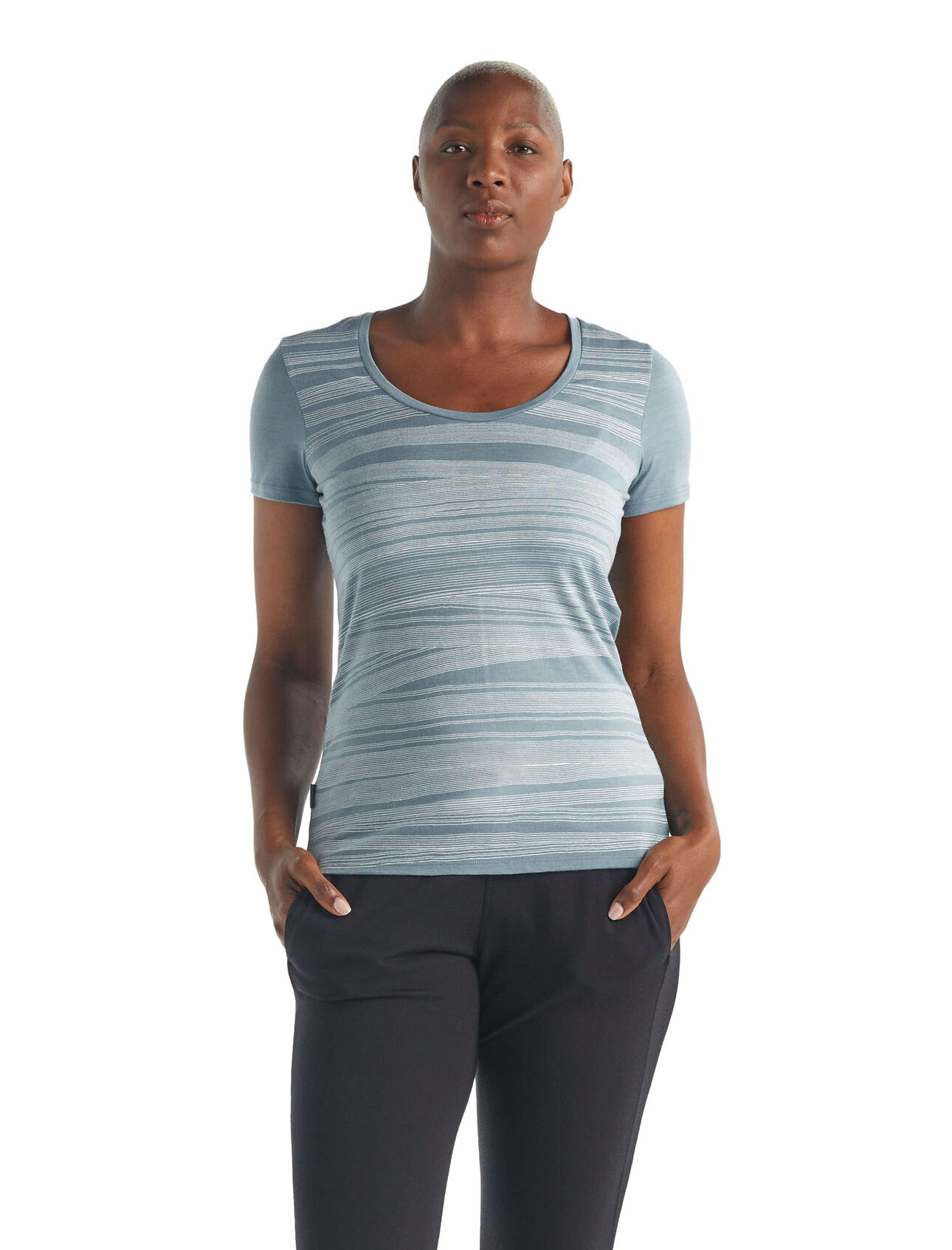 Tech Lite T-shirt 1000 Lines met korte mouwen en lage ronde hals van merinowol